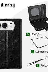 BASEY. BASEY. iPhone Duo Hoesje Bookcase Met Screenprotector - Zwart