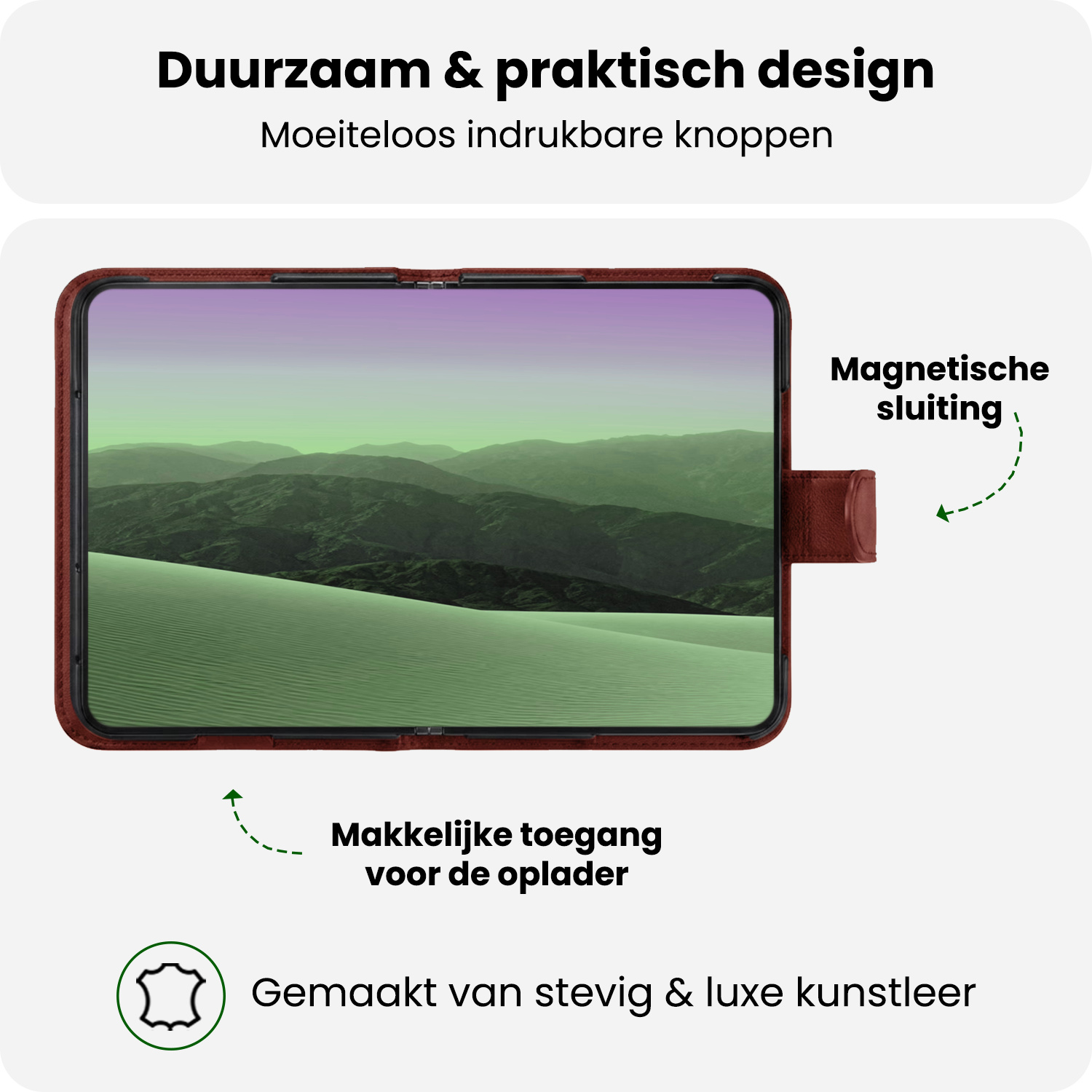 BASEY. BASEY. iPhone Duo Hoesje Bookcase Met 2x Screenprotector - Bruin