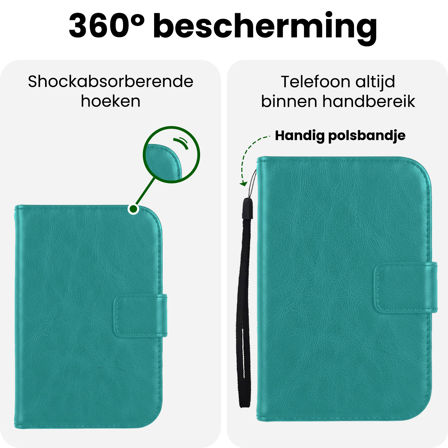 BASEY. BASEY. iPhone Duo Hoesje Bookcase Met 2x Screenprotector - Turquoise
