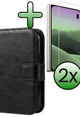 BASEY. BASEY. iPhone Duo Hoesje Bookcase Met 2x Screenprotector - Zwart