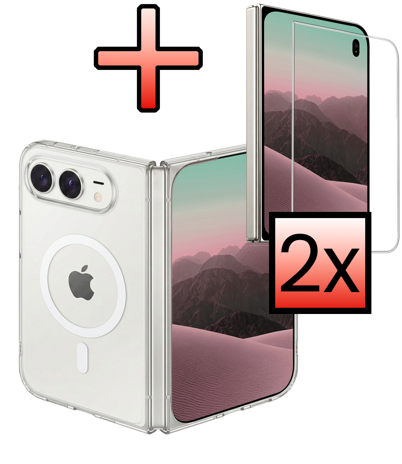 NoXx NoXx iPhone Duo Magsafe Hoesje Transparant Met 2x Screenprotector