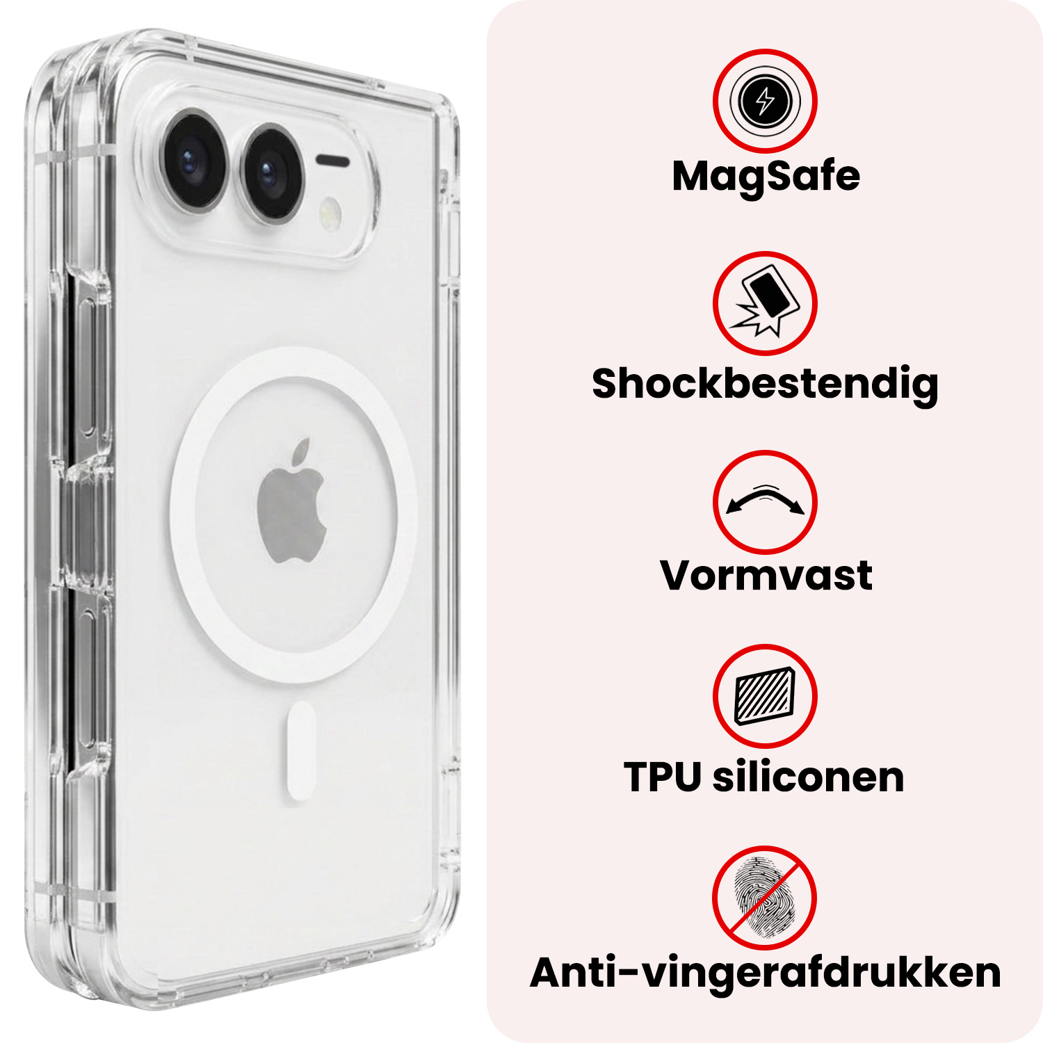 NoXx NoXx iPhone Duo Magsafe Hoesje Transparant Met 2x Screenprotector