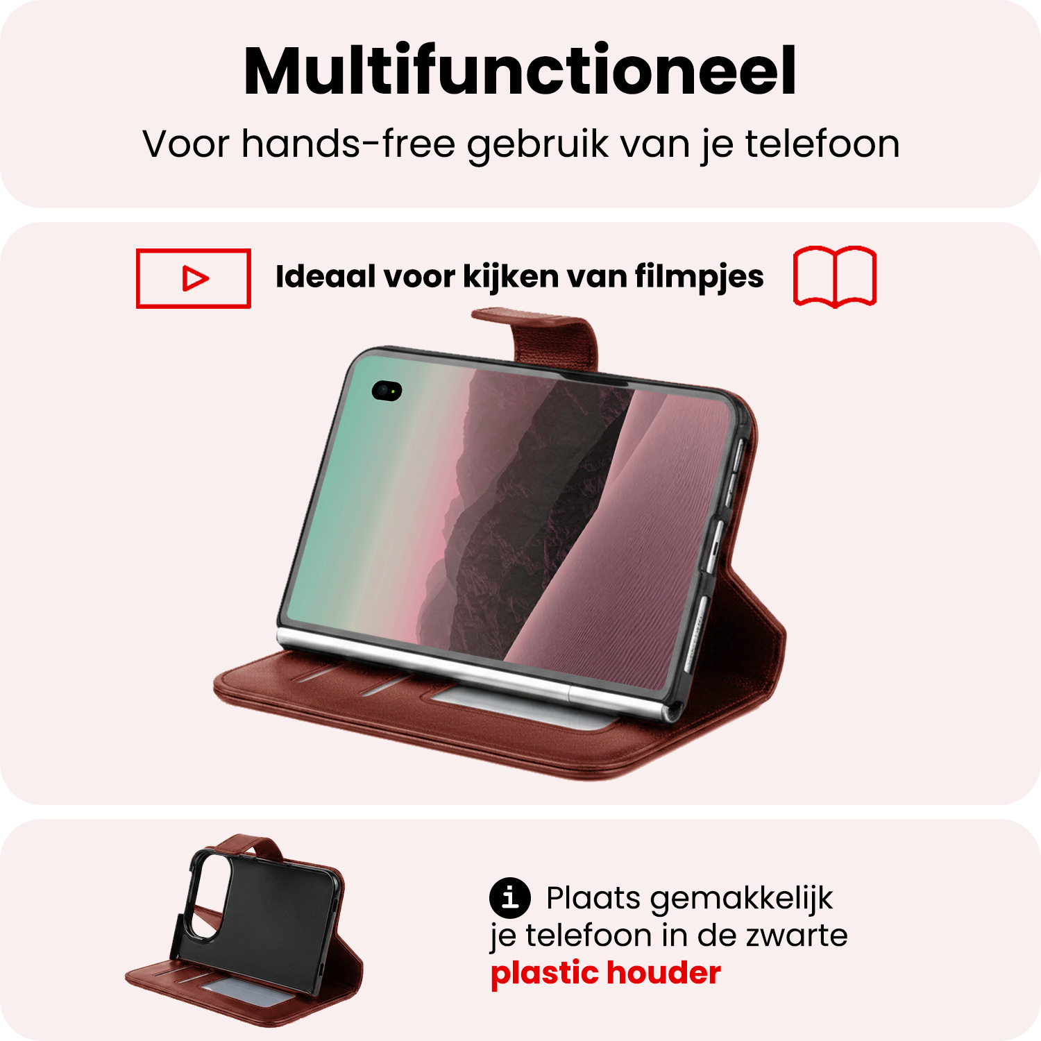 NoXx NoXx iPhone Duo Hoesje Bookcase - Bruin