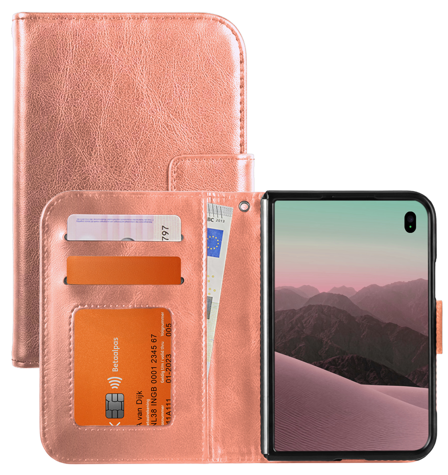 NoXx NoXx iPhone Duo Hoesje Bookcase - Rose Goud