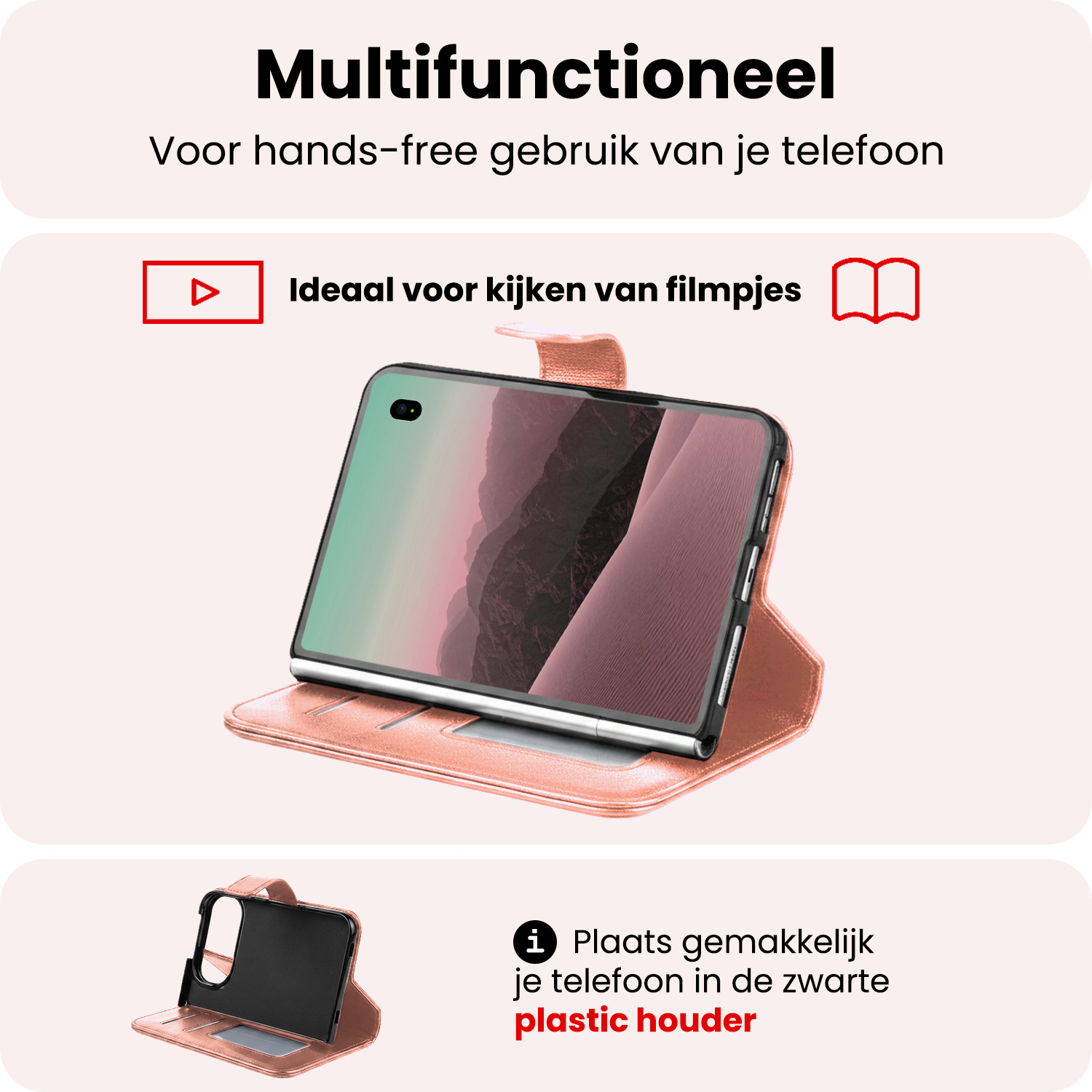 NoXx NoXx iPhone Duo Hoesje Bookcase - Rose Goud