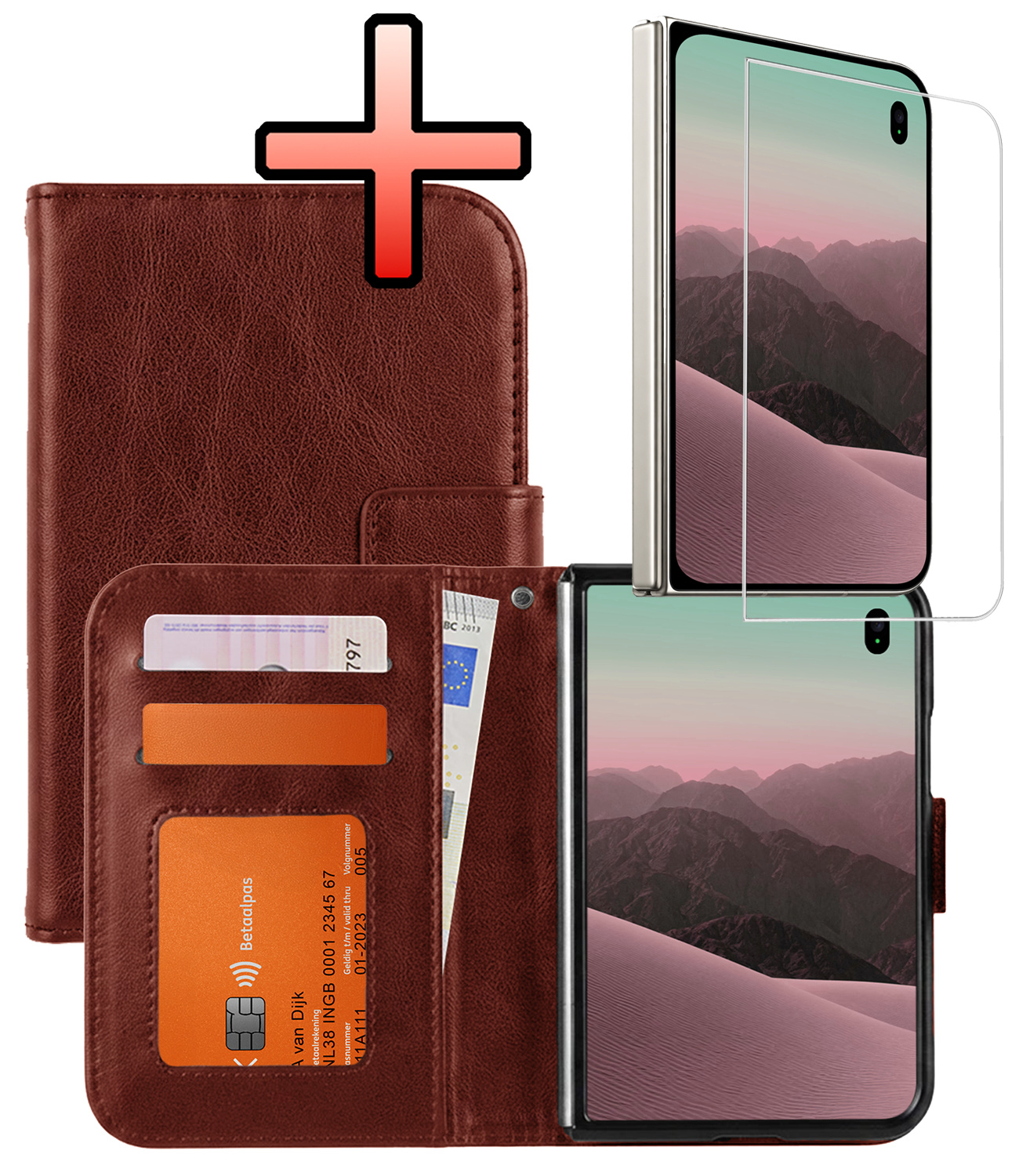 NoXx NoXx iPhone Duo Hoesje Bookcase Met Screenprotector - Bruin