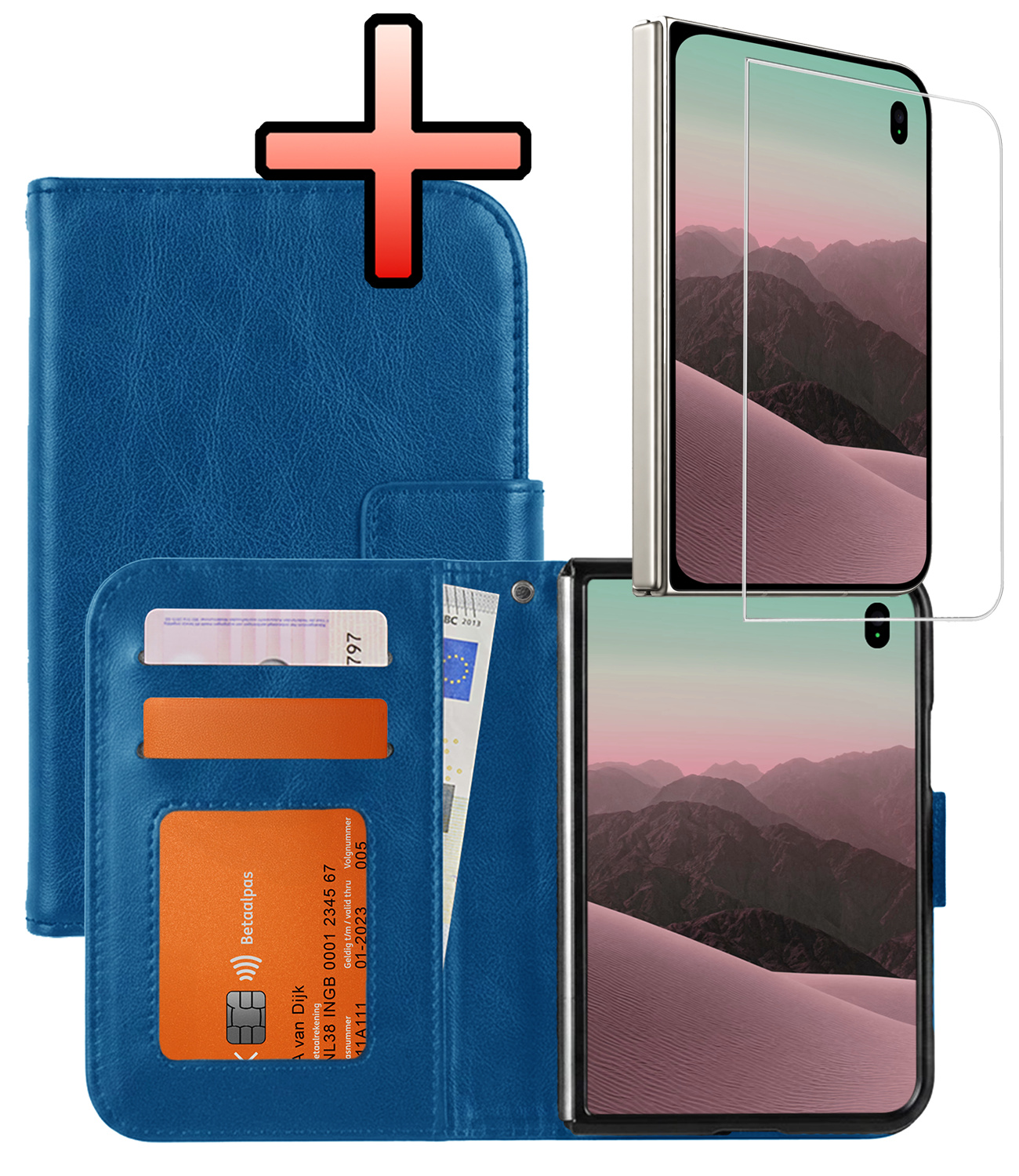 NoXx NoXx iPhone Duo Hoesje Bookcase Met Screenprotector - Donkerblauw