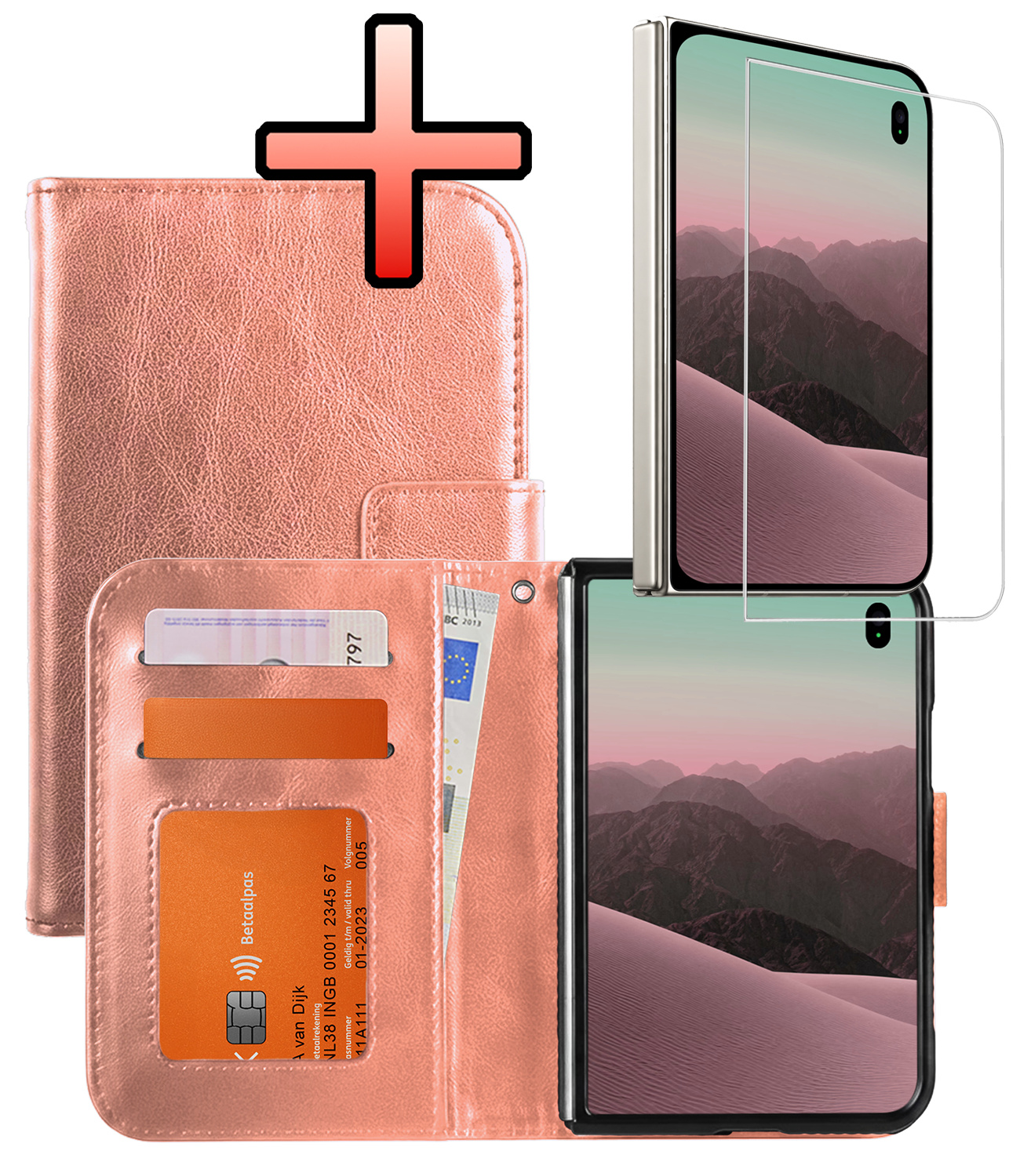 NoXx NoXx iPhone Duo Hoesje Bookcase Met Screenprotector - Rose Goud
