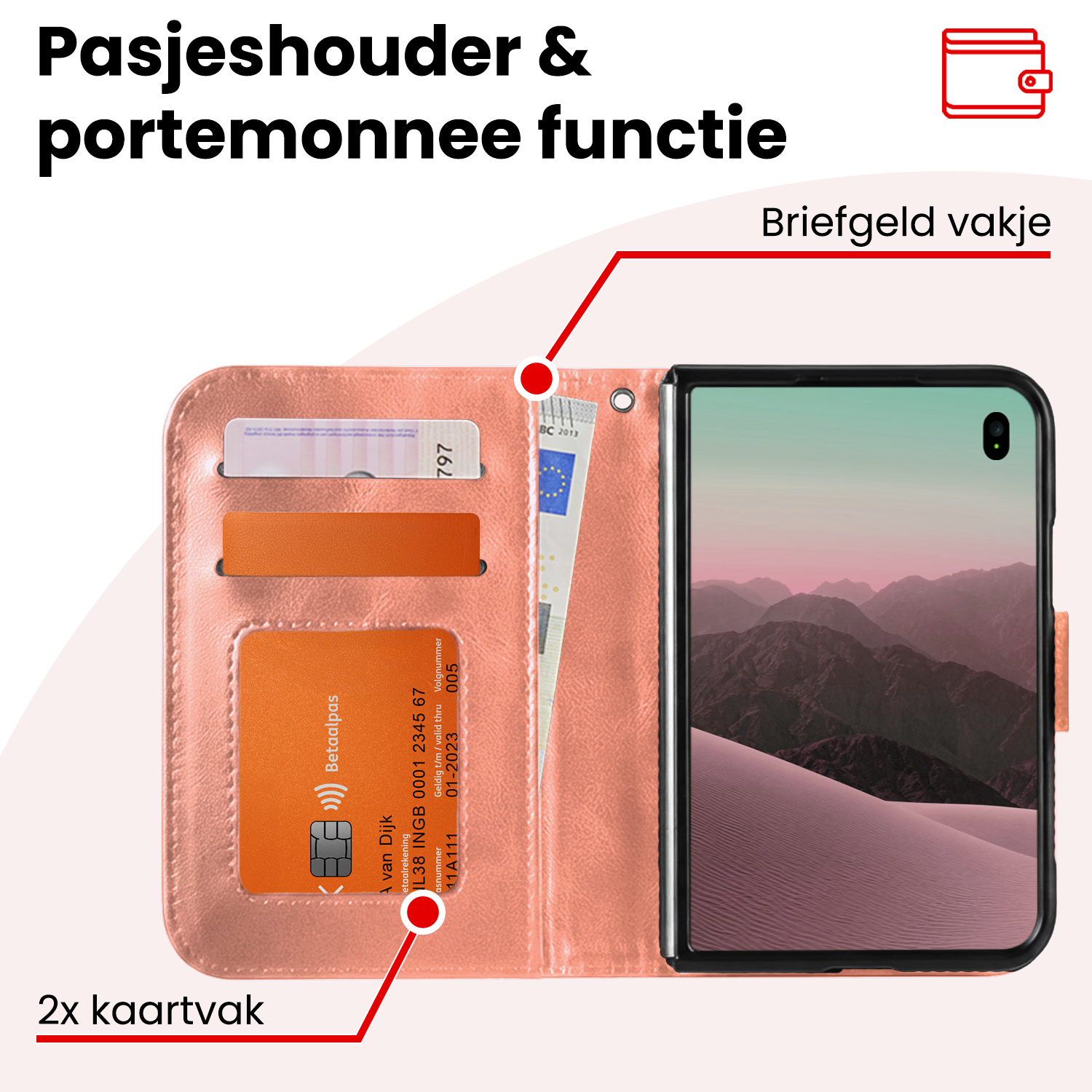 NoXx NoXx iPhone Duo Hoesje Bookcase Met Screenprotector - Rose Goud