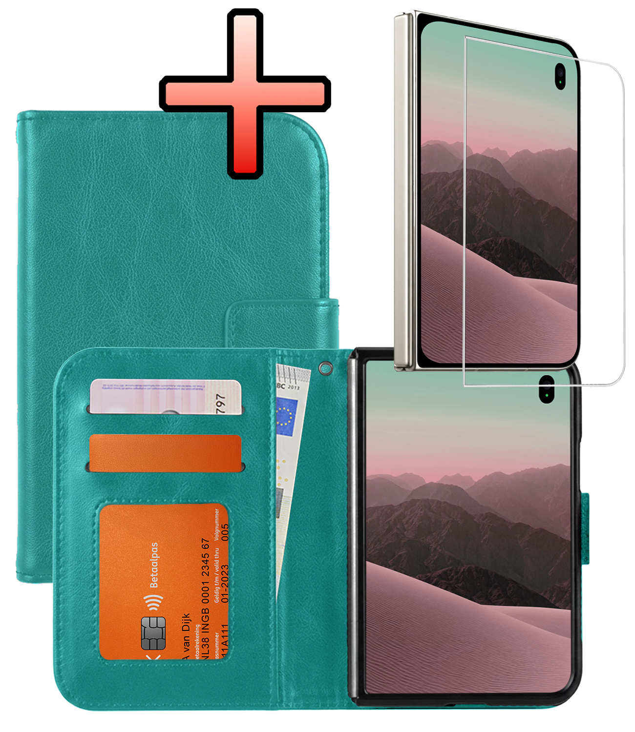 NoXx NoXx iPhone Duo Hoesje Bookcase Met Screenprotector - Turquoise