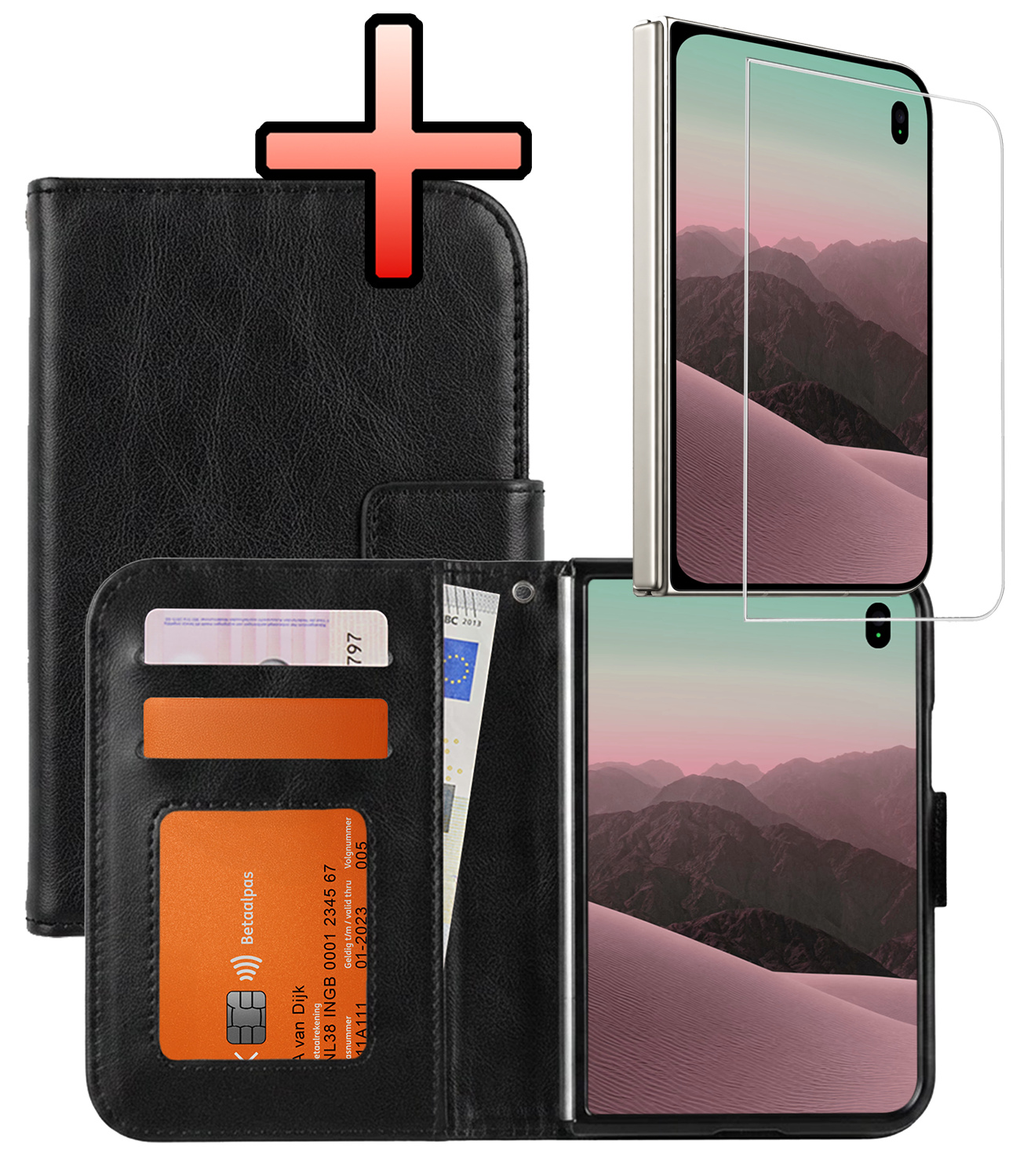 NoXx NoXx iPhone Duo Hoesje Bookcase Met Screenprotector - Zwart