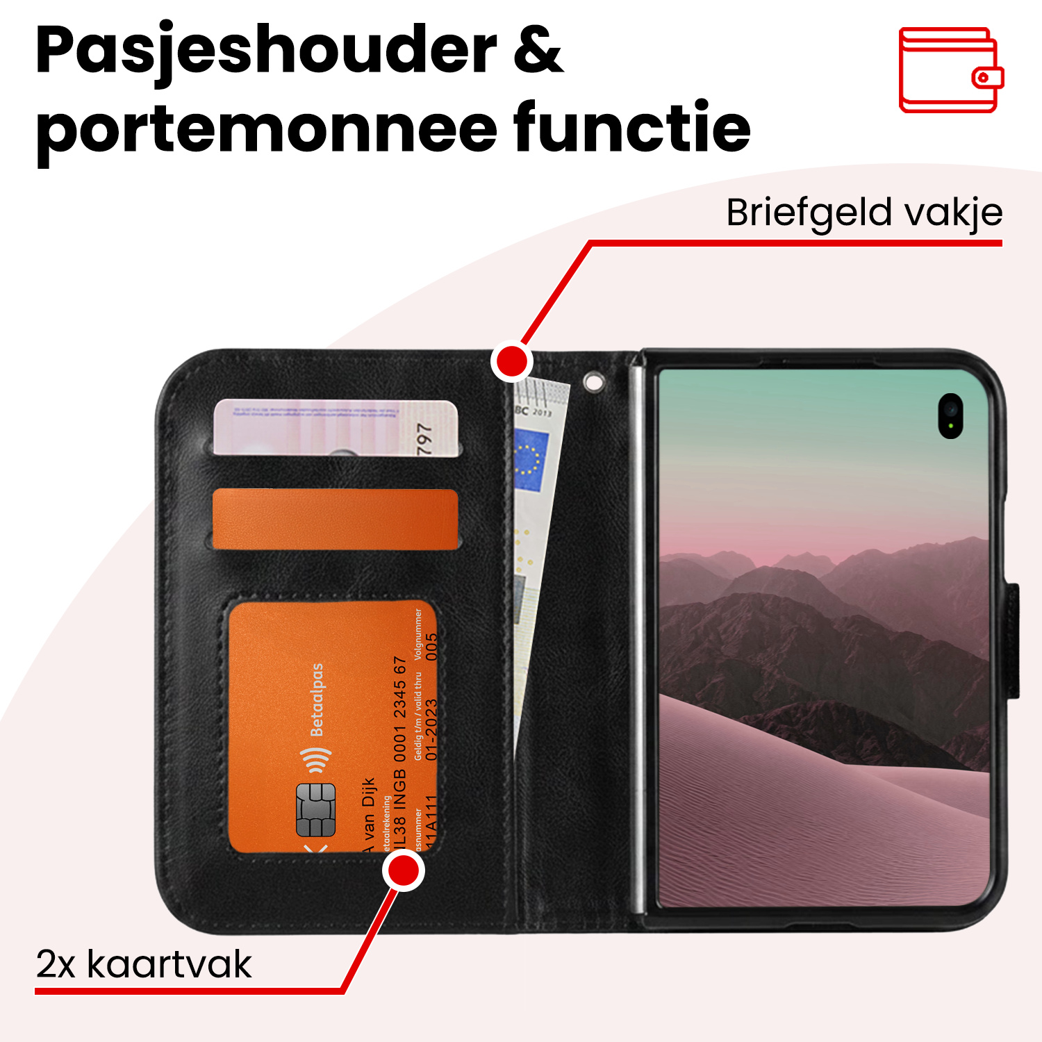 NoXx NoXx iPhone Duo Hoesje Bookcase Met Screenprotector - Zwart