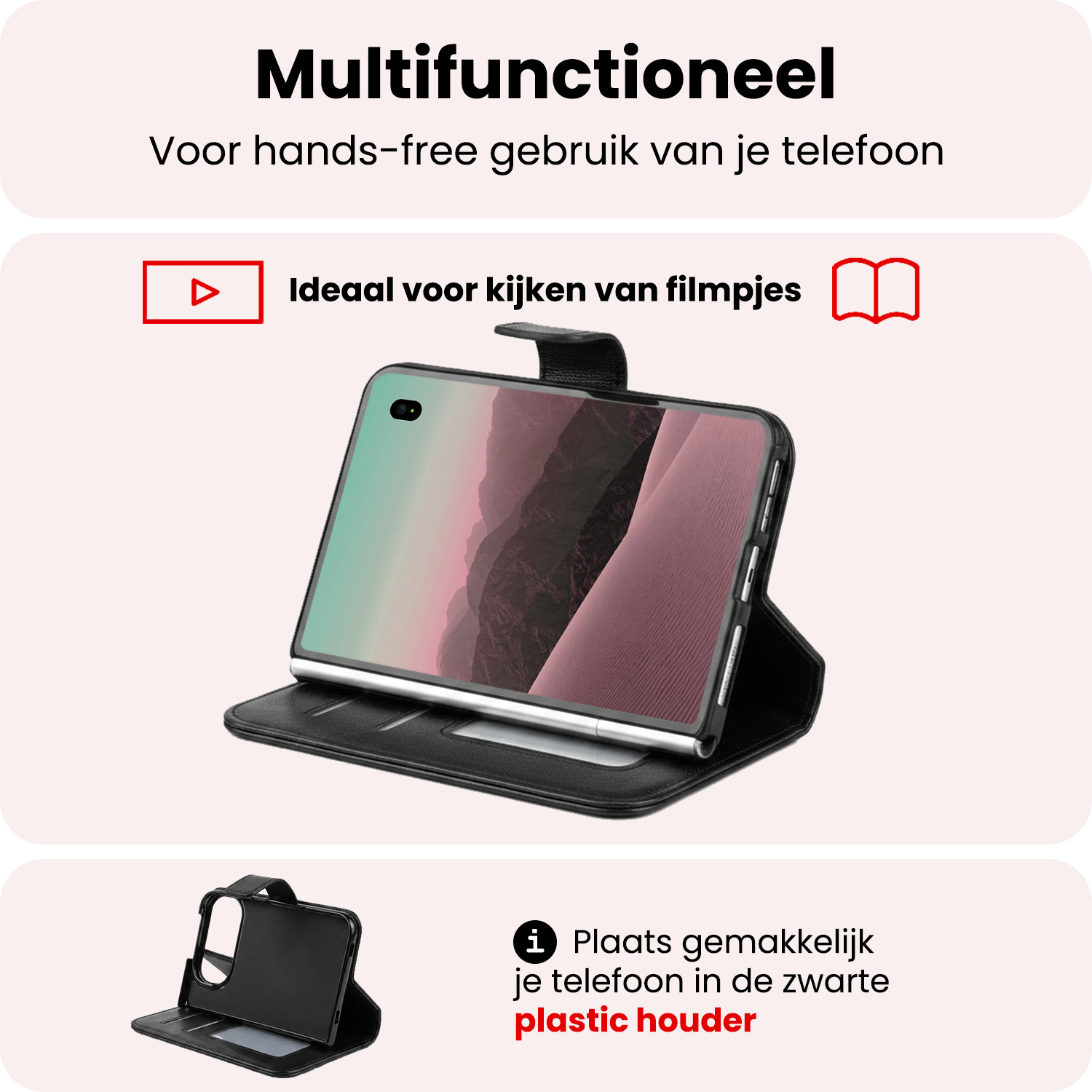 NoXx NoXx iPhone Duo Hoesje Bookcase Met Screenprotector - Zwart