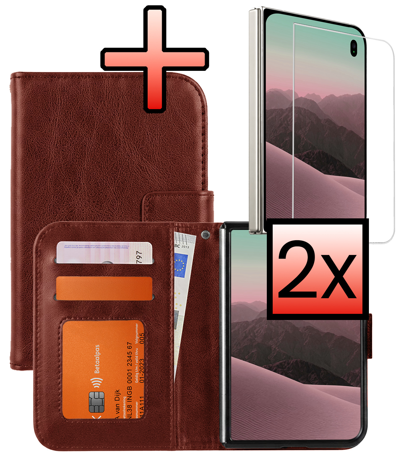 NoXx NoXx iPhone Duo Hoesje Bookcase Met 2x Screenprotector - Bruin