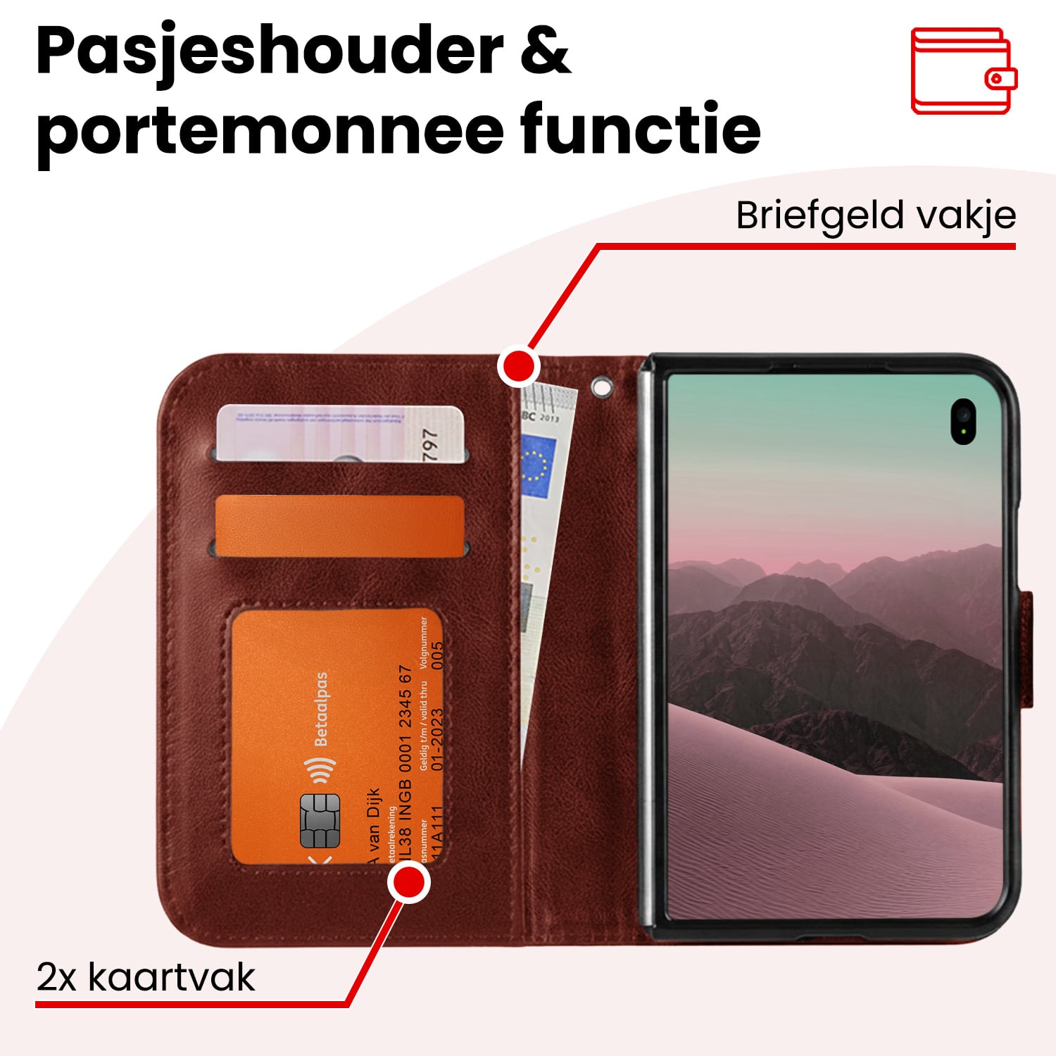 NoXx NoXx iPhone Duo Hoesje Bookcase Met 2x Screenprotector - Bruin