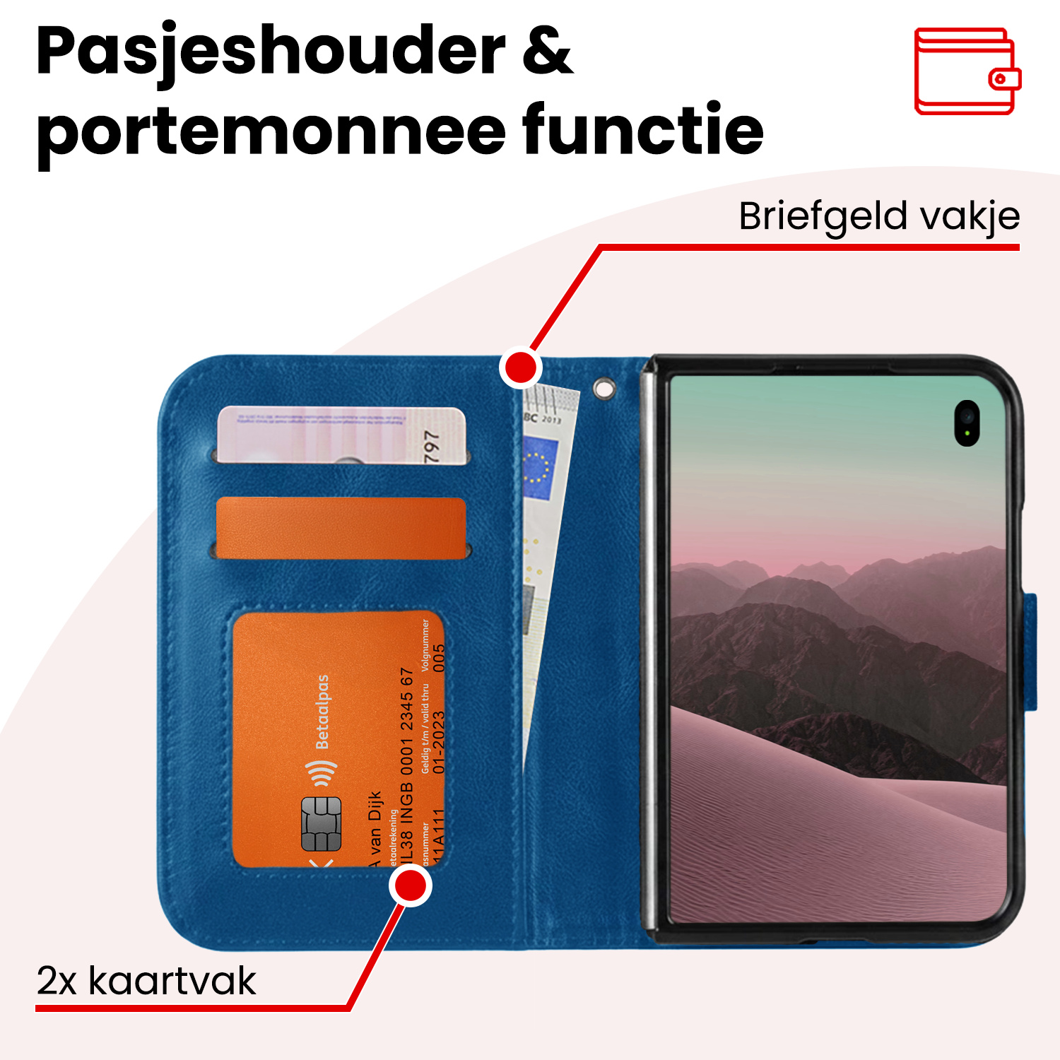 NoXx NoXx iPhone Duo Hoesje Bookcase Met 2x Screenprotector - Donkerblauw