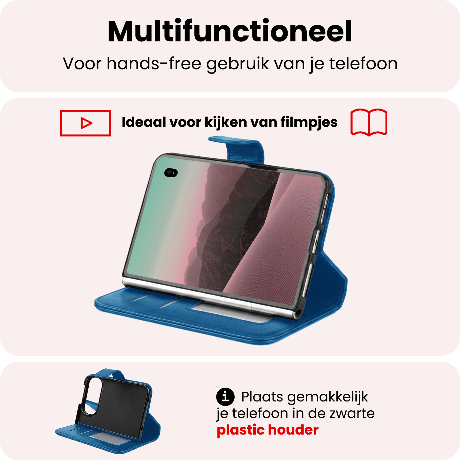 NoXx NoXx iPhone Duo Hoesje Bookcase Met 2x Screenprotector - Donkerblauw