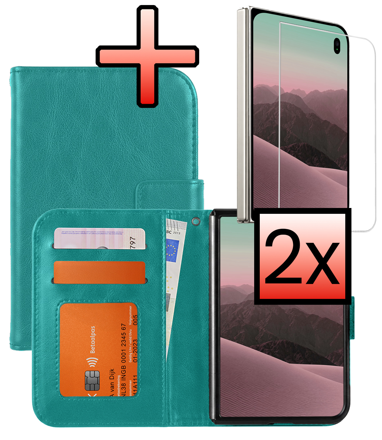 NoXx NoXx iPhone Duo Hoesje Bookcase Met 2x Screenprotector - Turquoise