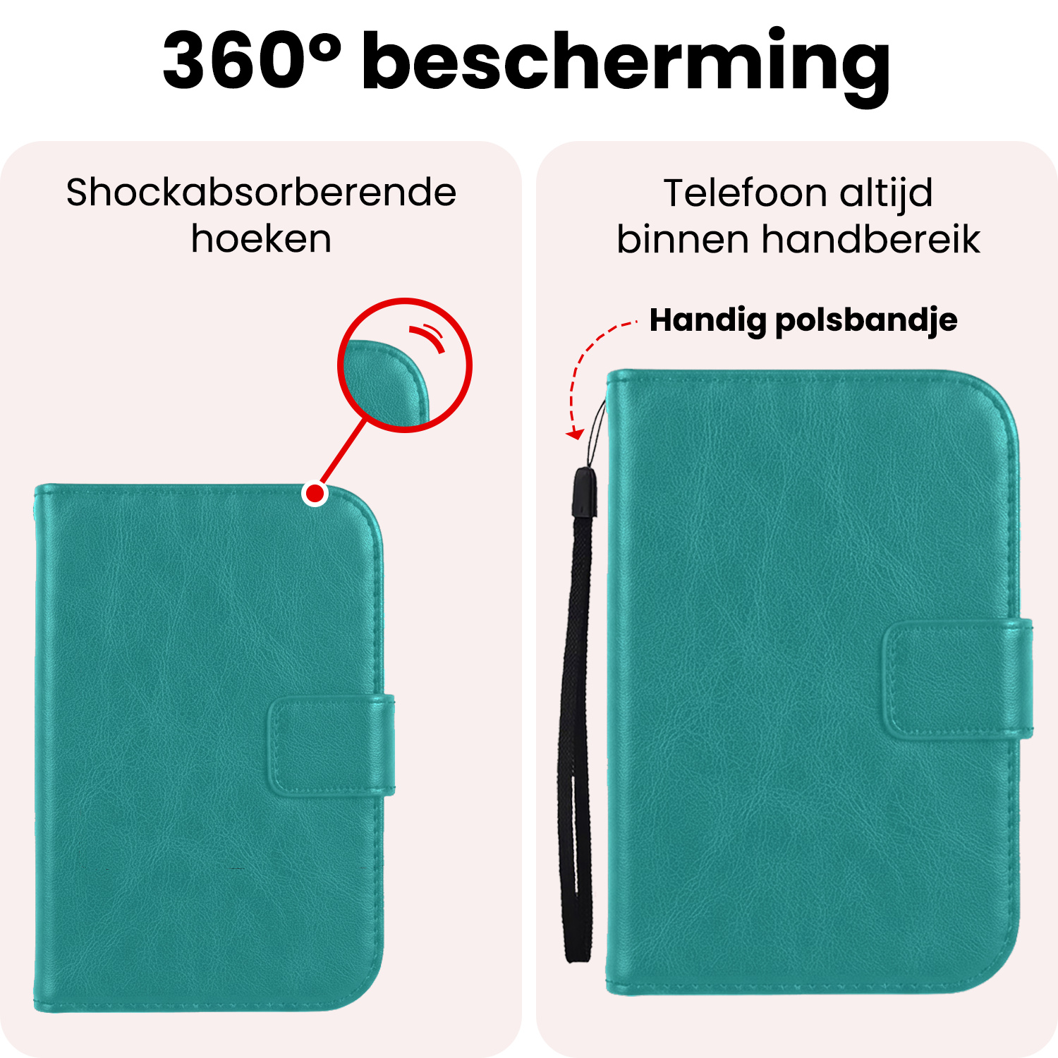 NoXx NoXx iPhone Duo Hoesje Bookcase Met 2x Screenprotector - Turquoise