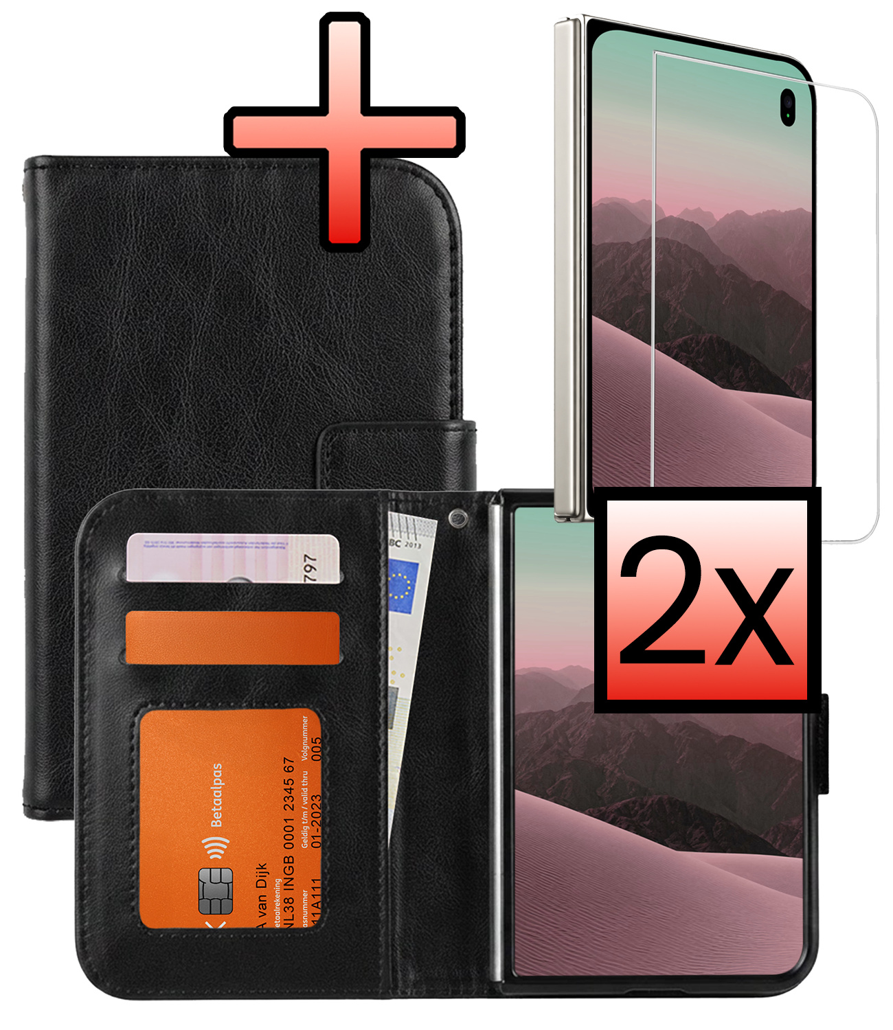 NoXx NoXx iPhone Duo Hoesje Bookcase Met 2x Screenprotector - Zwart