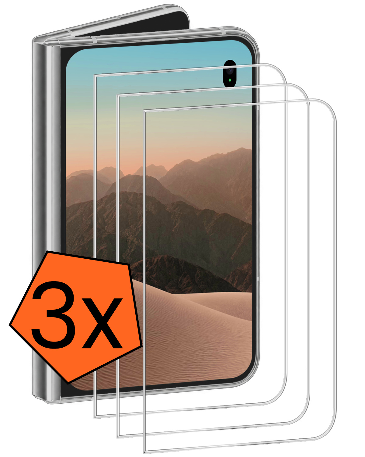 Nomfy Nomfy iPhone Duo Screenprotector Glas Met Dichte Notch - 3 PACK