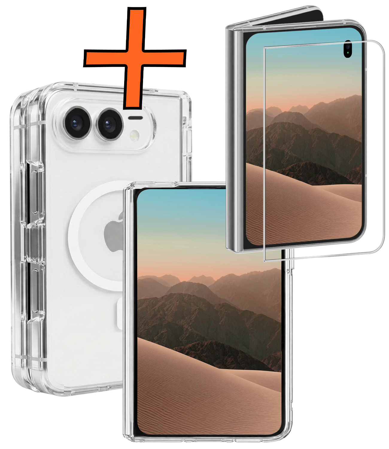 Nomfy Nomfy iPhone Duo Magsafe Hoesje Transparant Met Screenprotector