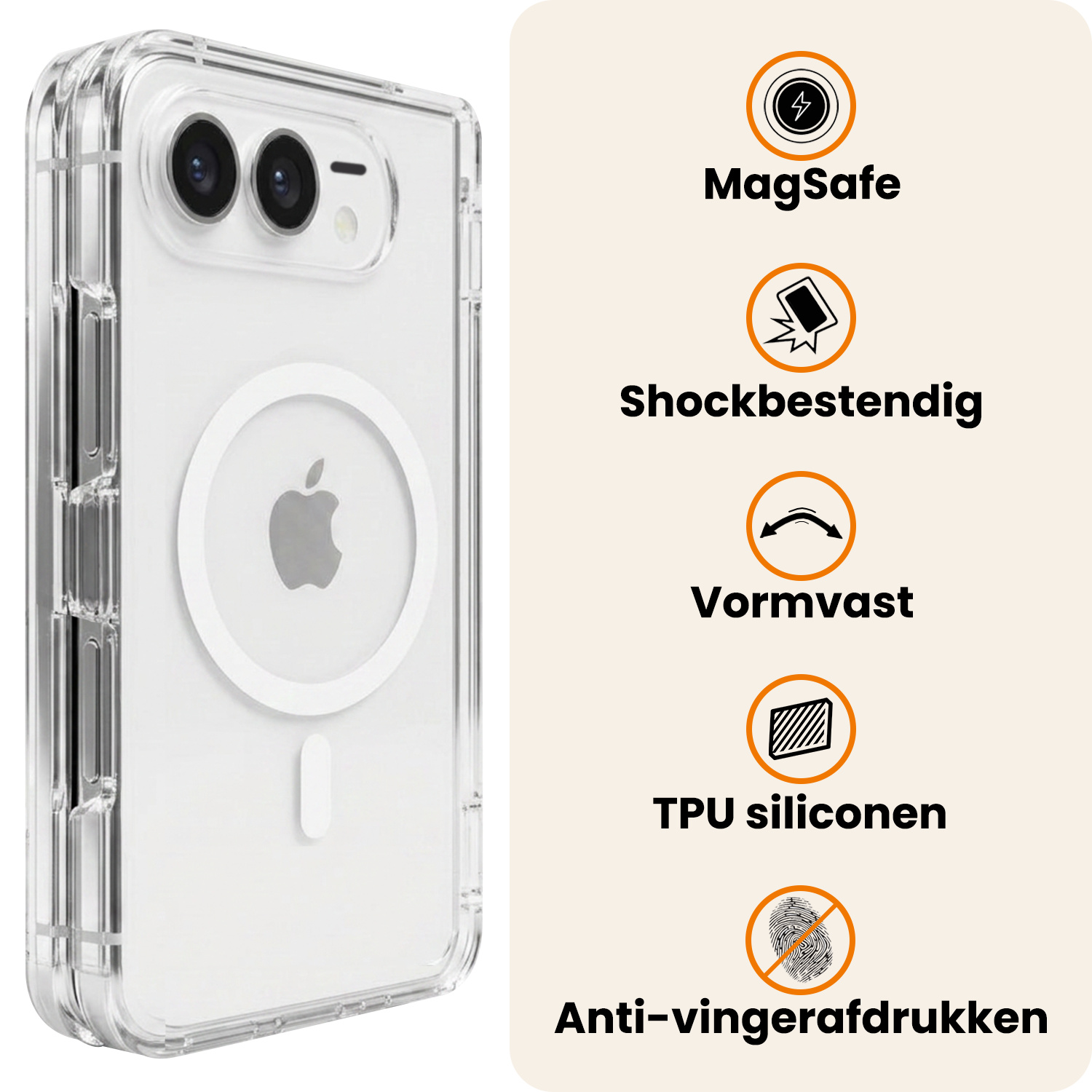 Nomfy Nomfy iPhone Duo Magsafe Hoesje Transparant Met Screenprotector