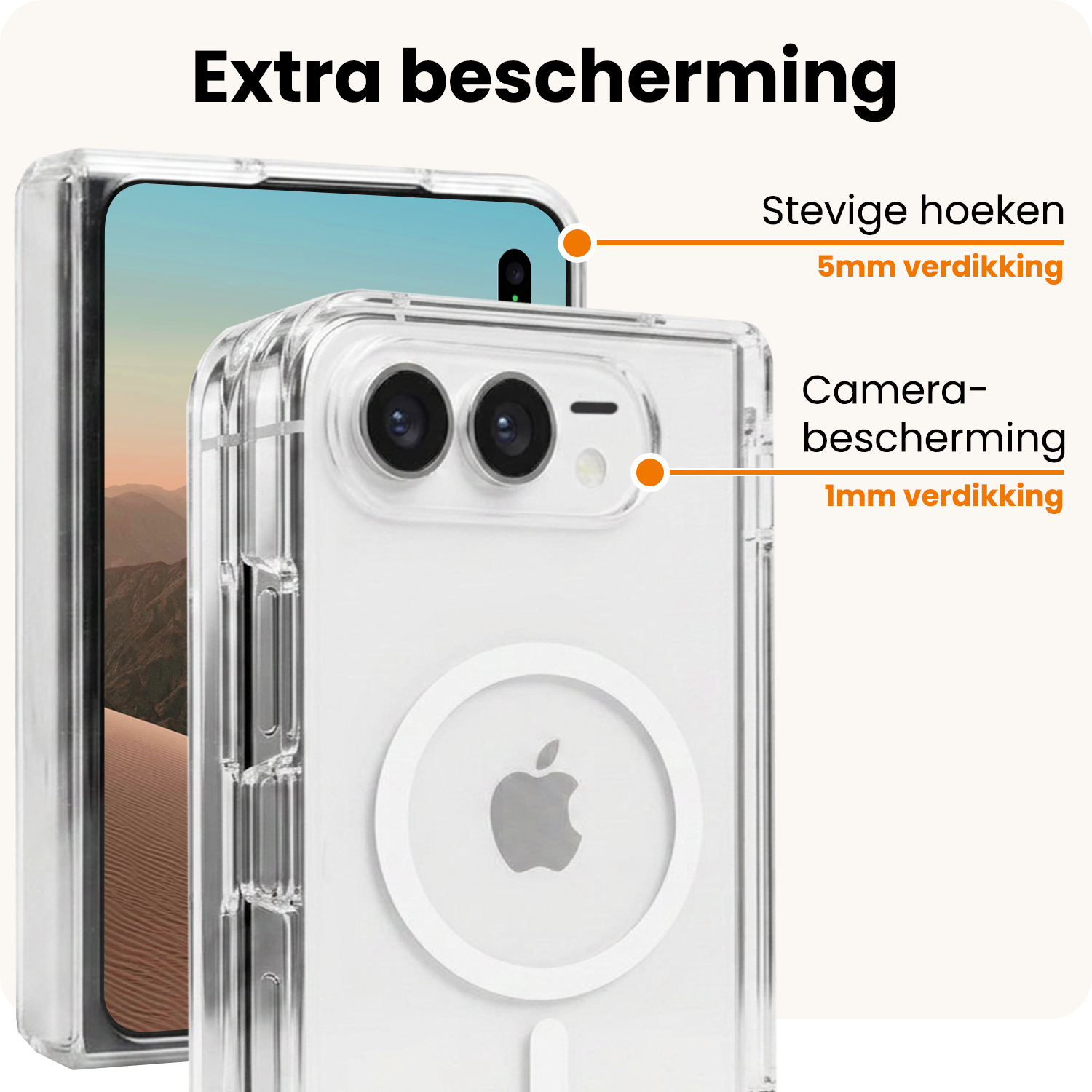 Nomfy Nomfy iPhone Duo Magsafe Hoesje Transparant Met Screenprotector