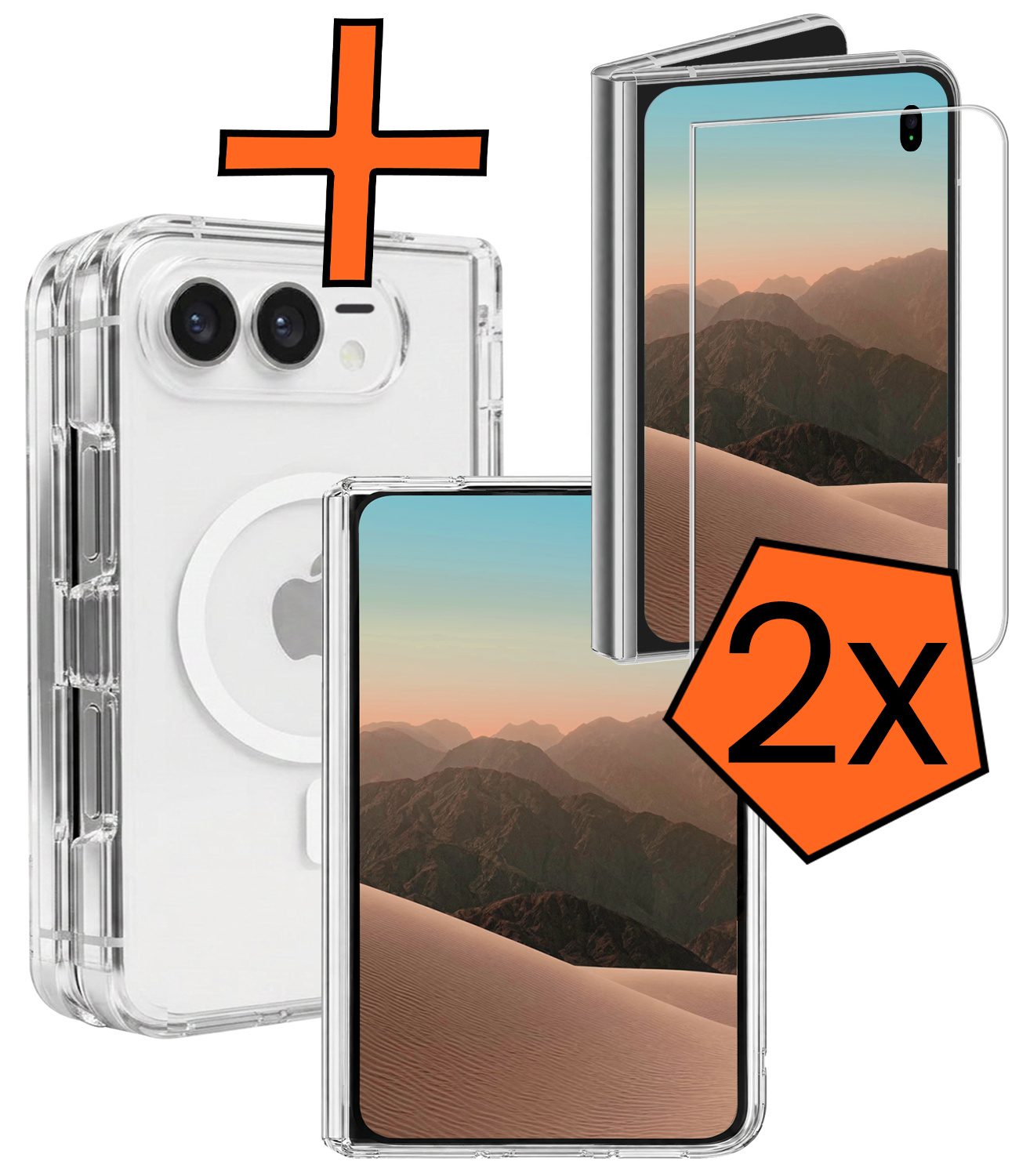 Nomfy Nomfy iPhone Duo Magsafe Hoesje Transparant Met 2x Screenprotector
