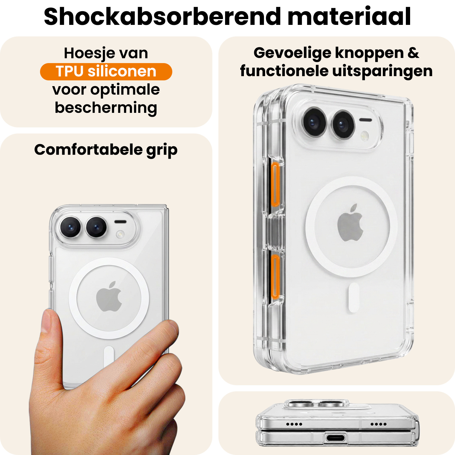 Nomfy Nomfy iPhone Duo Magsafe Hoesje Transparant Met 2x Screenprotector