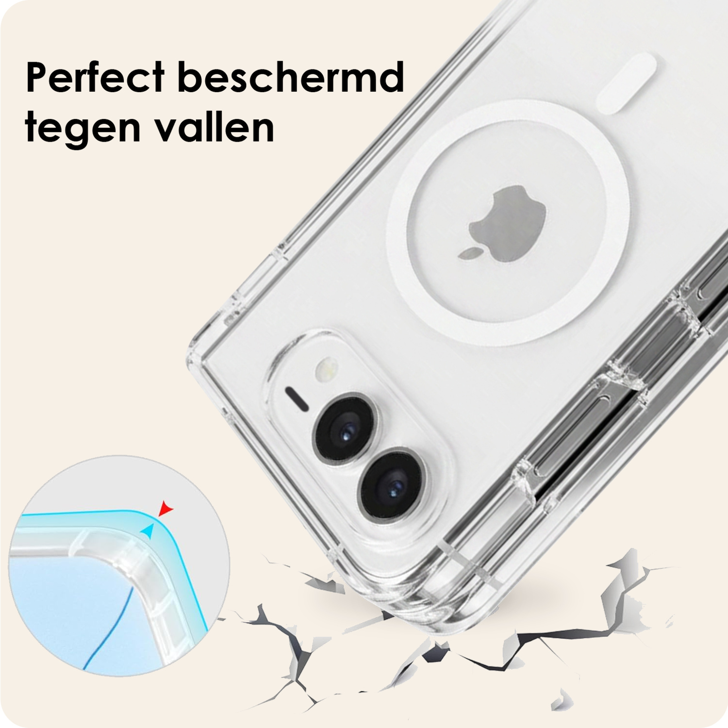 Nomfy Nomfy iPhone Duo Magsafe Hoesje Transparant Met 2x Screenprotector