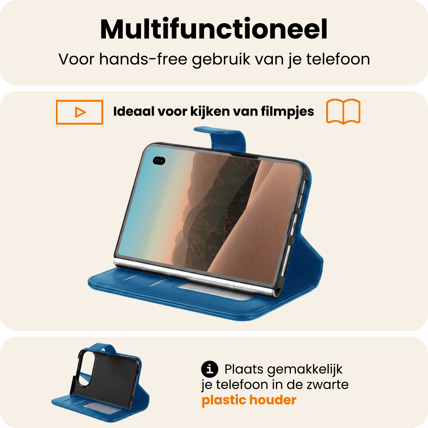 Nomfy Nomfy iPhone Duo Hoesje Bookcase - Donkerblauw