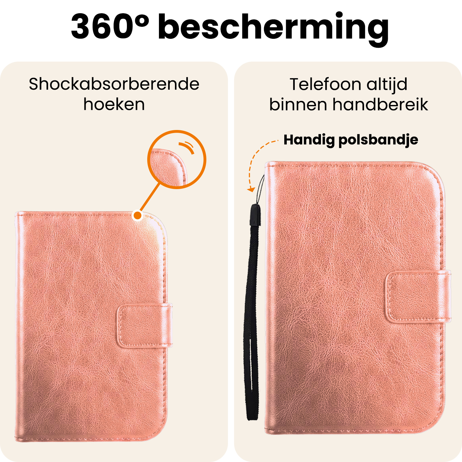 Nomfy Nomfy iPhone Duo Hoesje Bookcase - Rose Goud