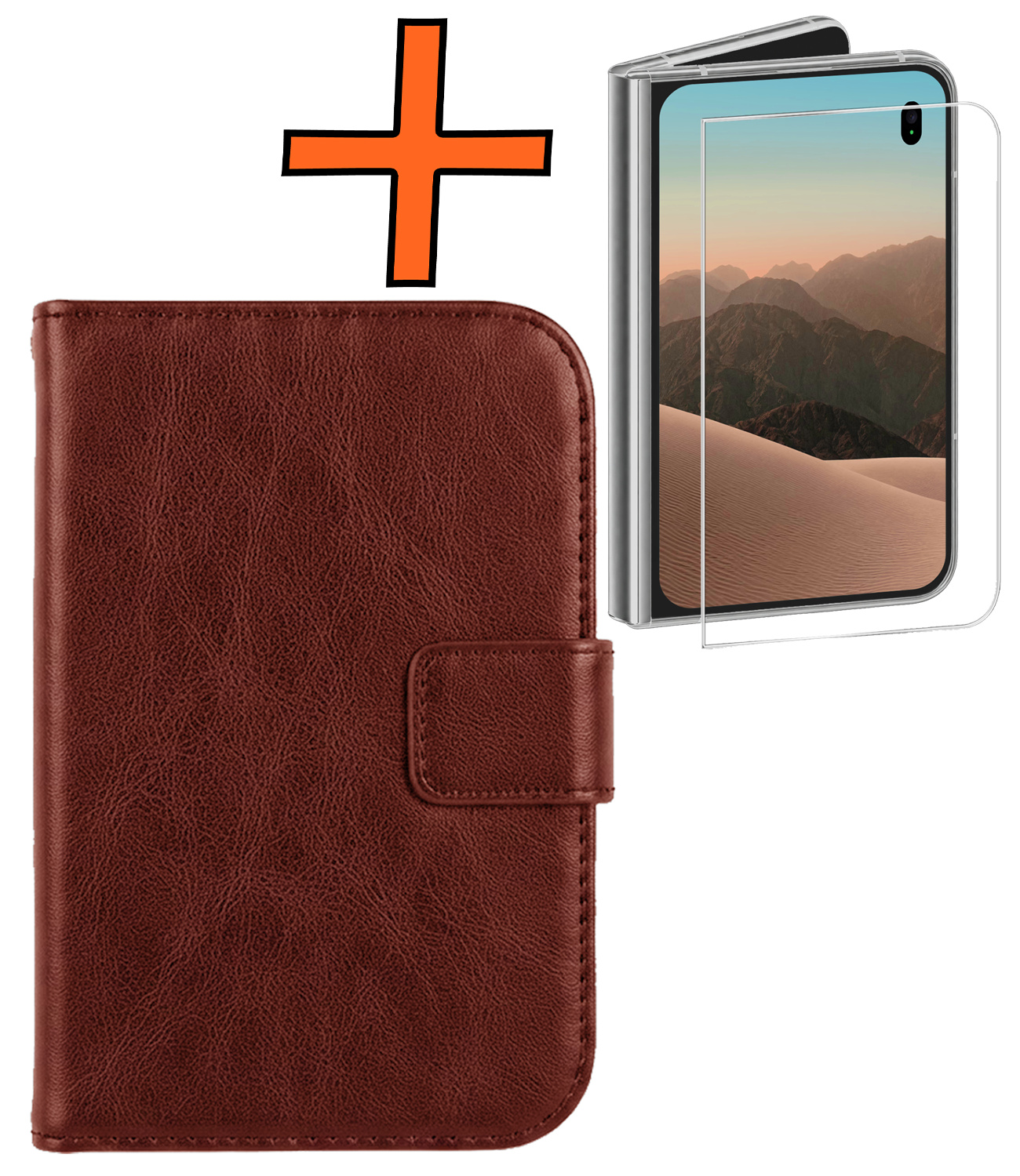 Nomfy Nomfy iPhone Duo Hoesje Bookcase Met Screenprotector - Bruin