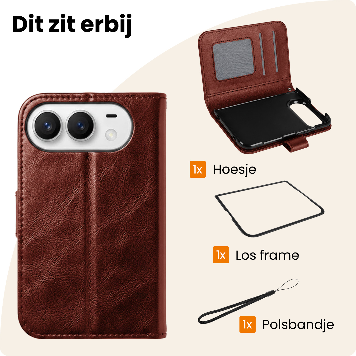 Nomfy Nomfy iPhone Duo Hoesje Bookcase Met Screenprotector - Bruin