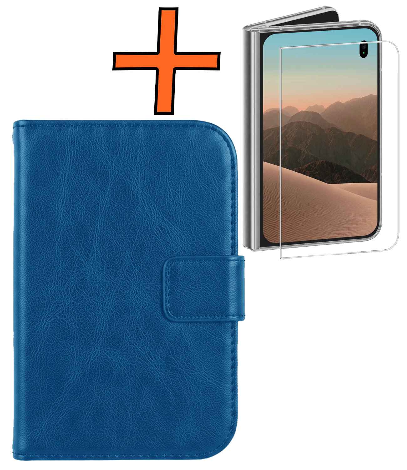 Nomfy Nomfy iPhone Duo Hoesje Bookcase Met Screenprotector - Donkerblauw
