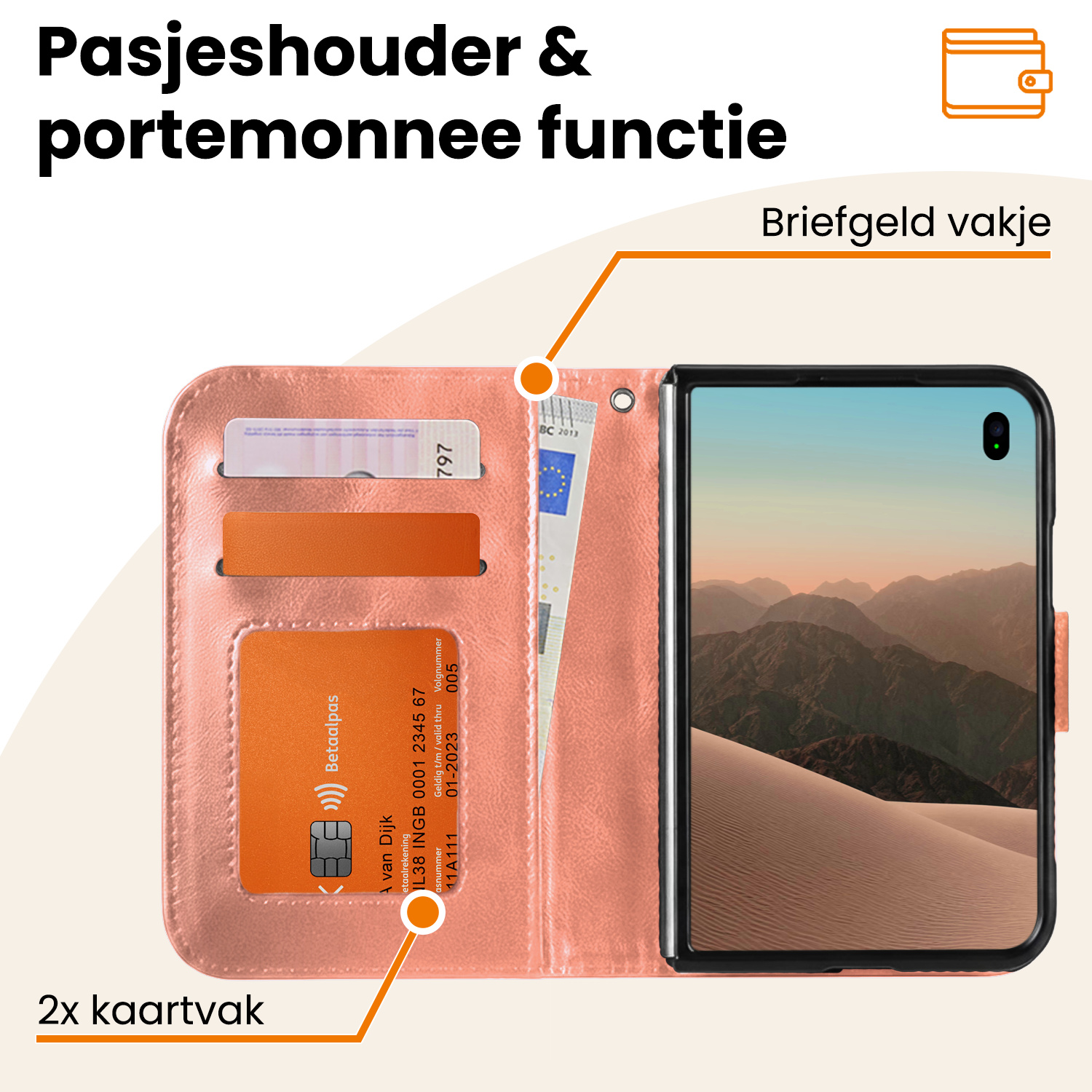 Nomfy Nomfy iPhone Duo Hoesje Bookcase Met Screenprotector - Rose Goud