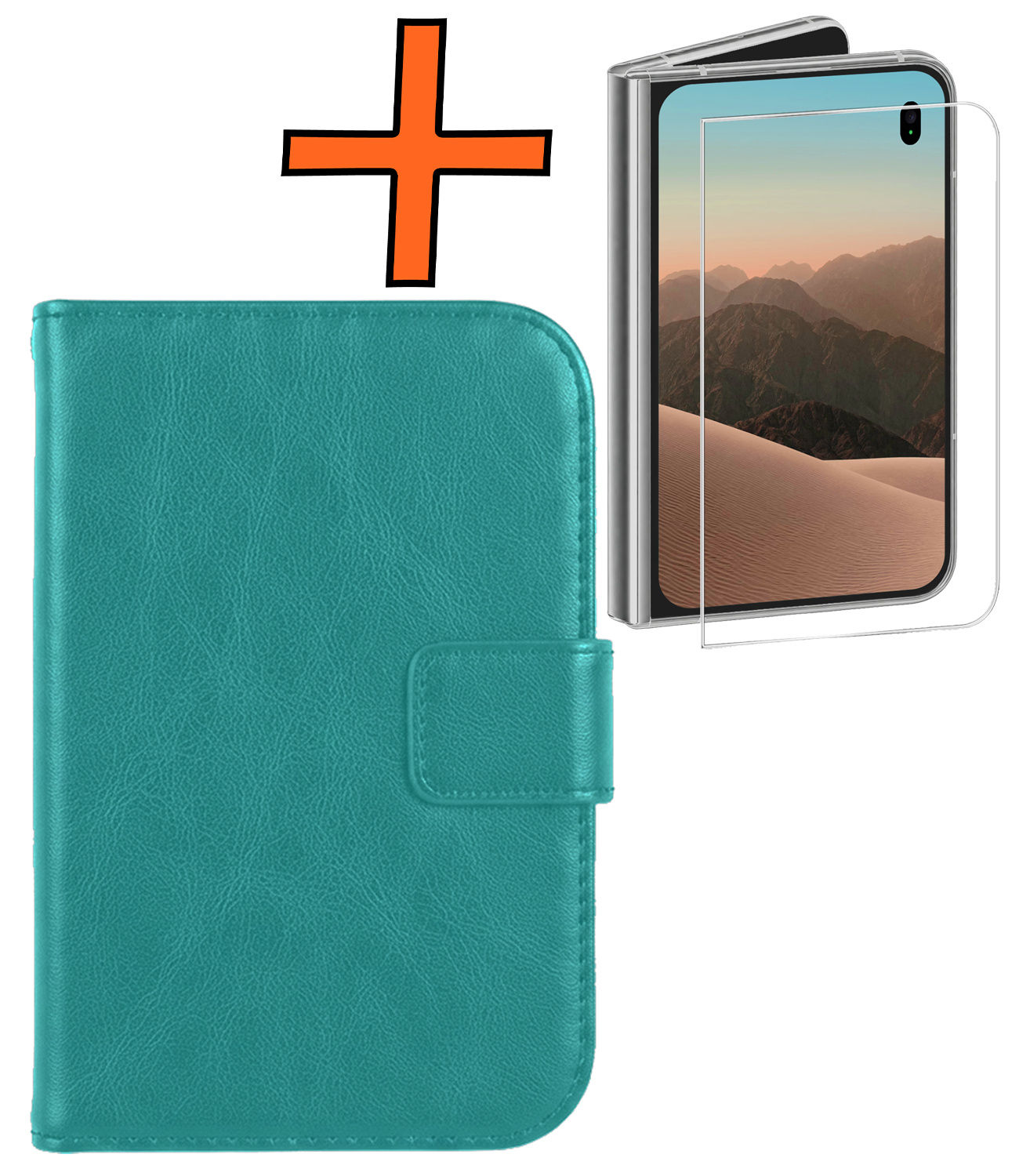 Nomfy Nomfy iPhone Duo Hoesje Bookcase Met Screenprotector - Turquoise
