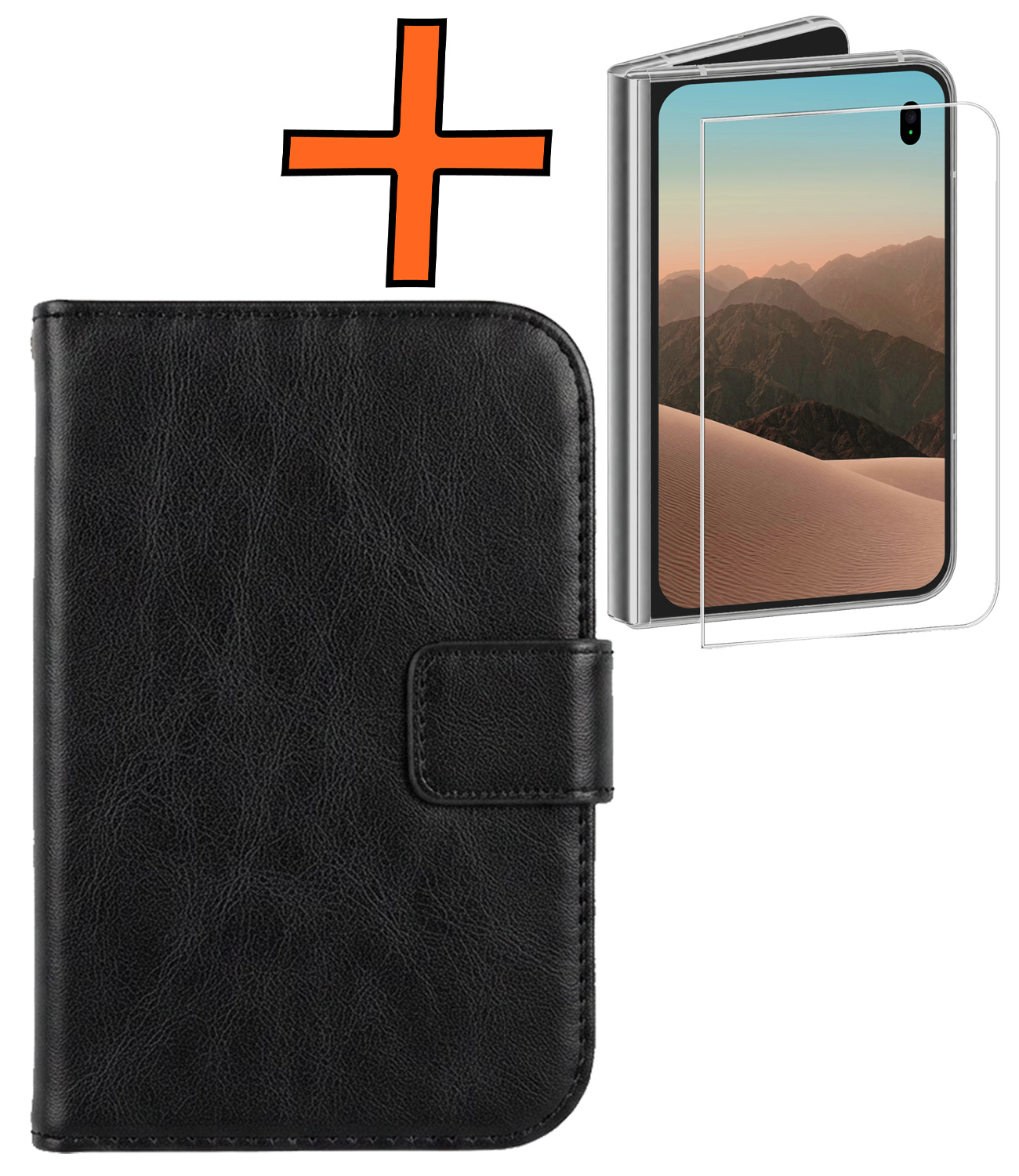 Nomfy Nomfy iPhone Duo Hoesje Bookcase Met Screenprotector - Zwart