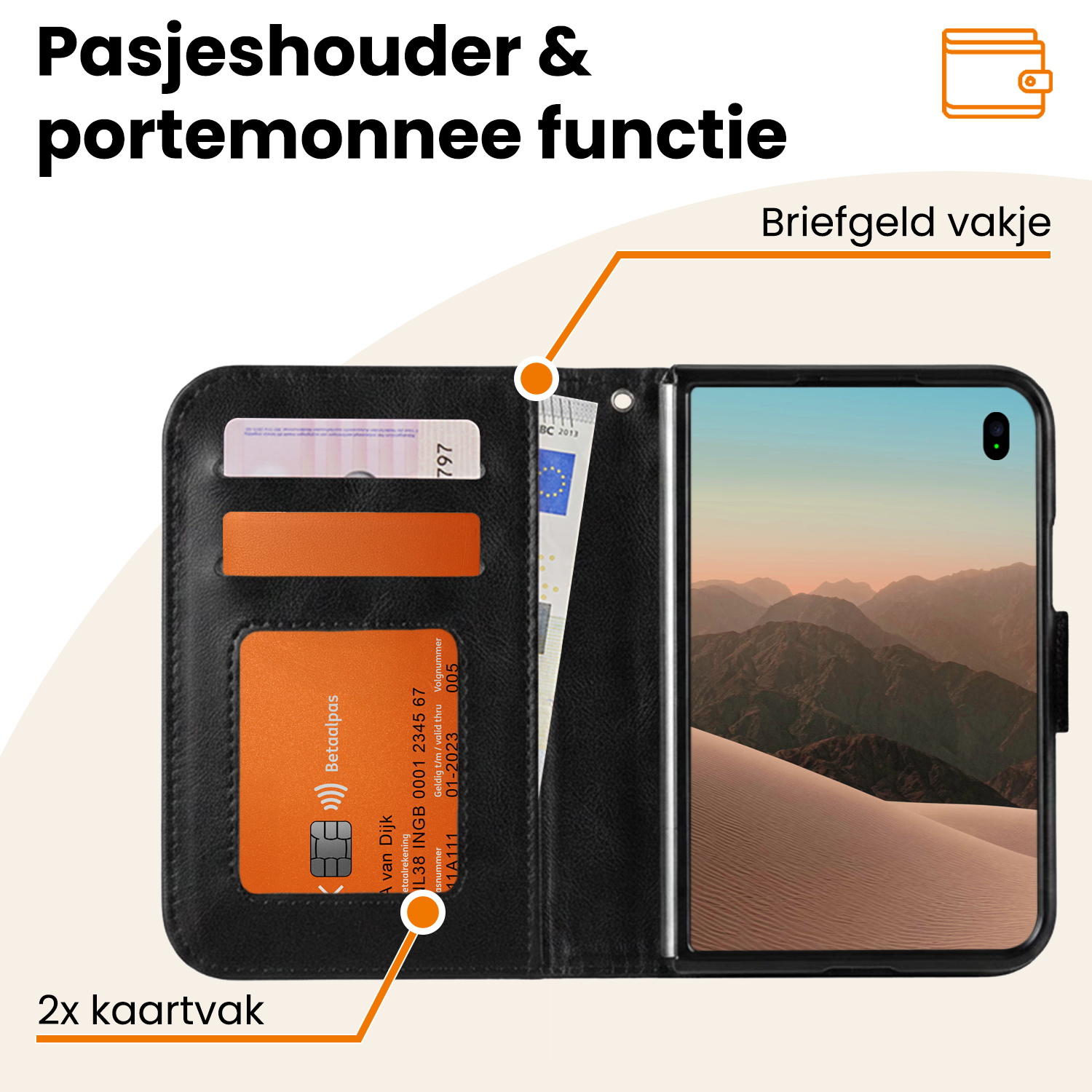 Nomfy Nomfy iPhone Duo Hoesje Bookcase Met Screenprotector - Zwart
