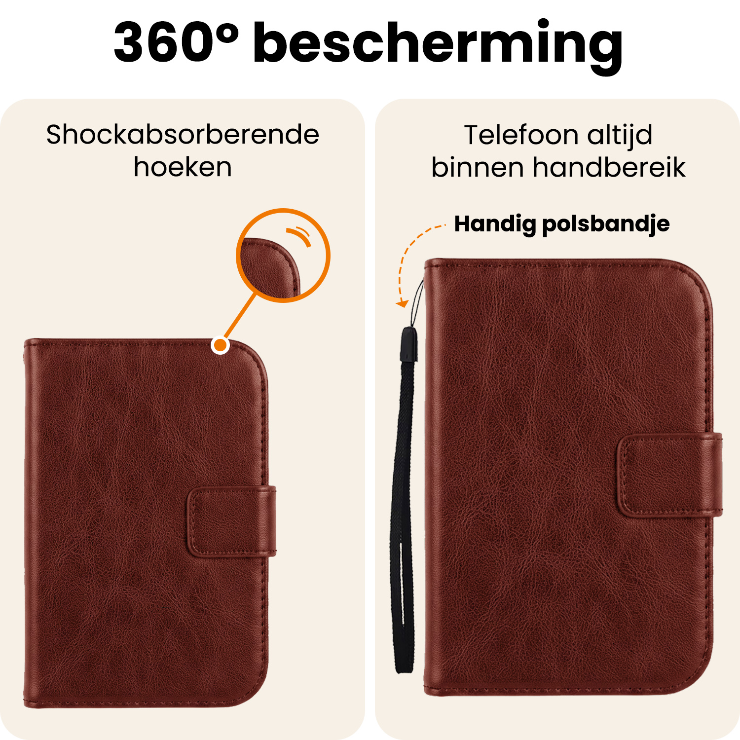 Nomfy Nomfy iPhone Duo Hoesje Bookcase Met 2x Screenprotector - Bruin