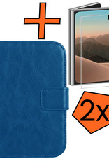 Nomfy Nomfy iPhone Duo Hoesje Bookcase Met 2x Screenprotector - Donkerblauw