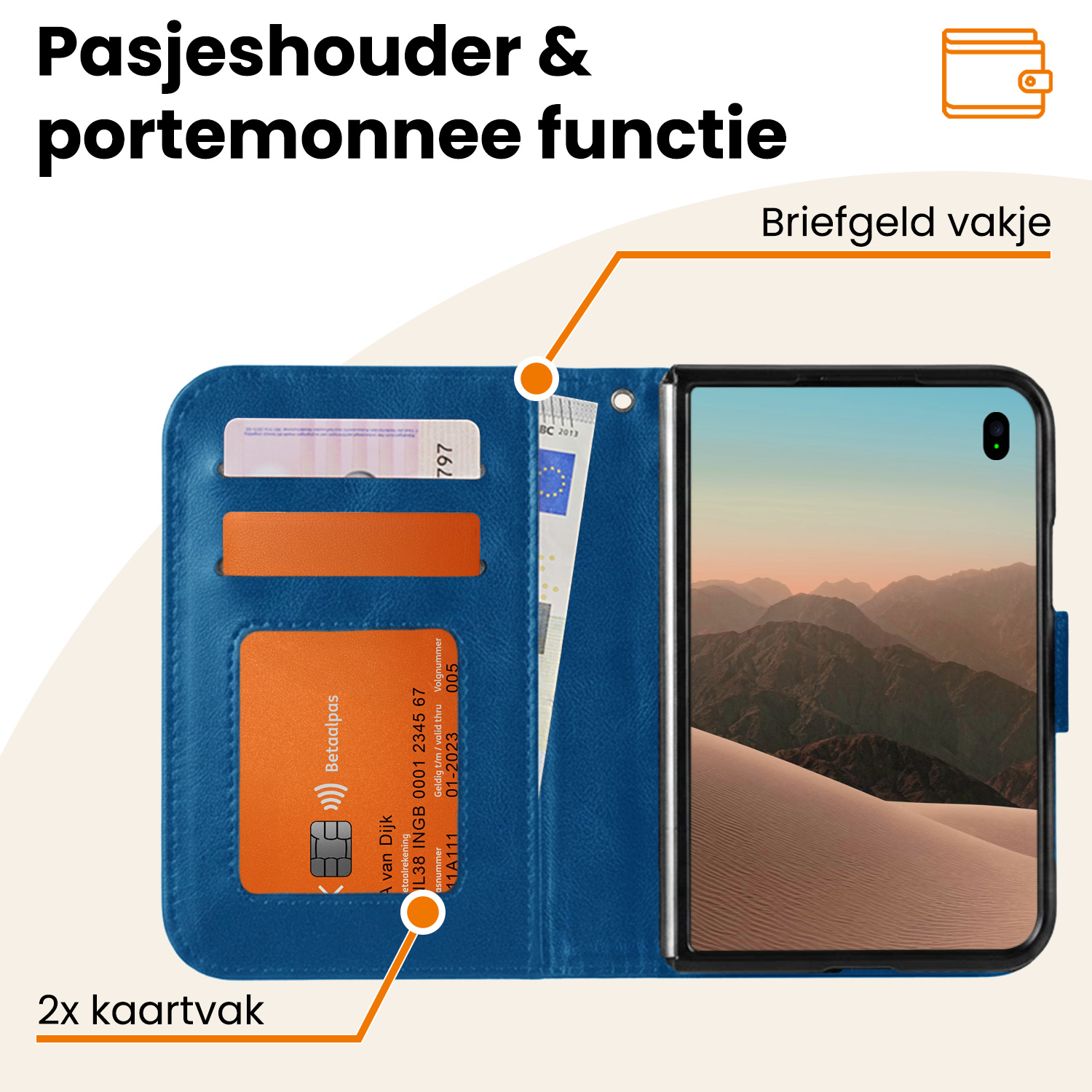 Nomfy Nomfy iPhone Duo Hoesje Bookcase Met 2x Screenprotector - Donkerblauw