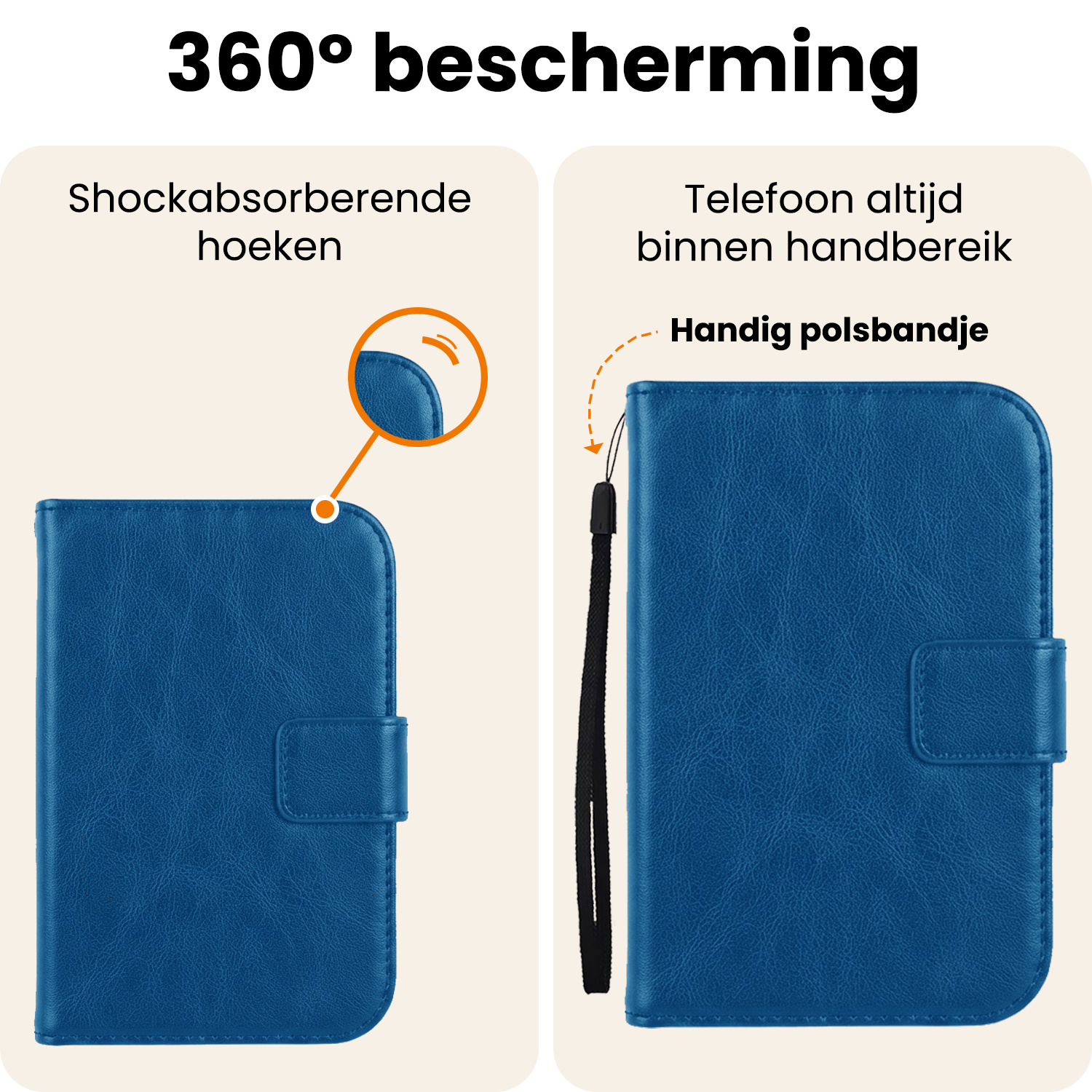 Nomfy Nomfy iPhone Duo Hoesje Bookcase Met 2x Screenprotector - Donkerblauw