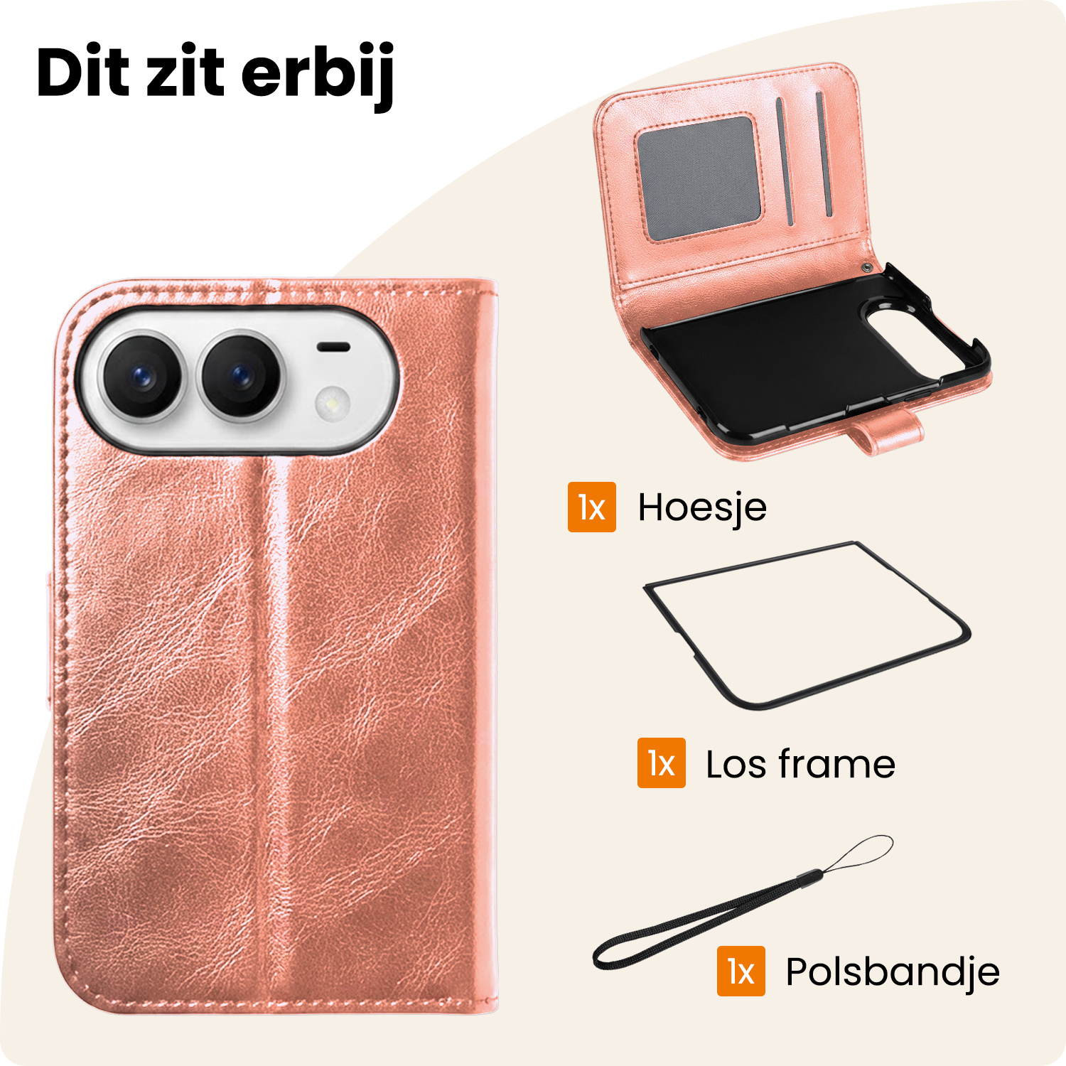 Nomfy Nomfy iPhone Duo Hoesje Bookcase Met 2x Screenprotector - Rose Goud