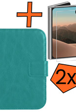Nomfy Nomfy iPhone Duo Hoesje Bookcase Met 2x Screenprotector - Turquoise