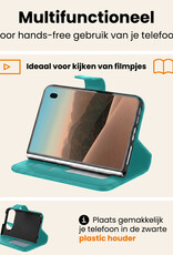 Nomfy Nomfy iPhone Duo Hoesje Bookcase Met 2x Screenprotector - Turquoise