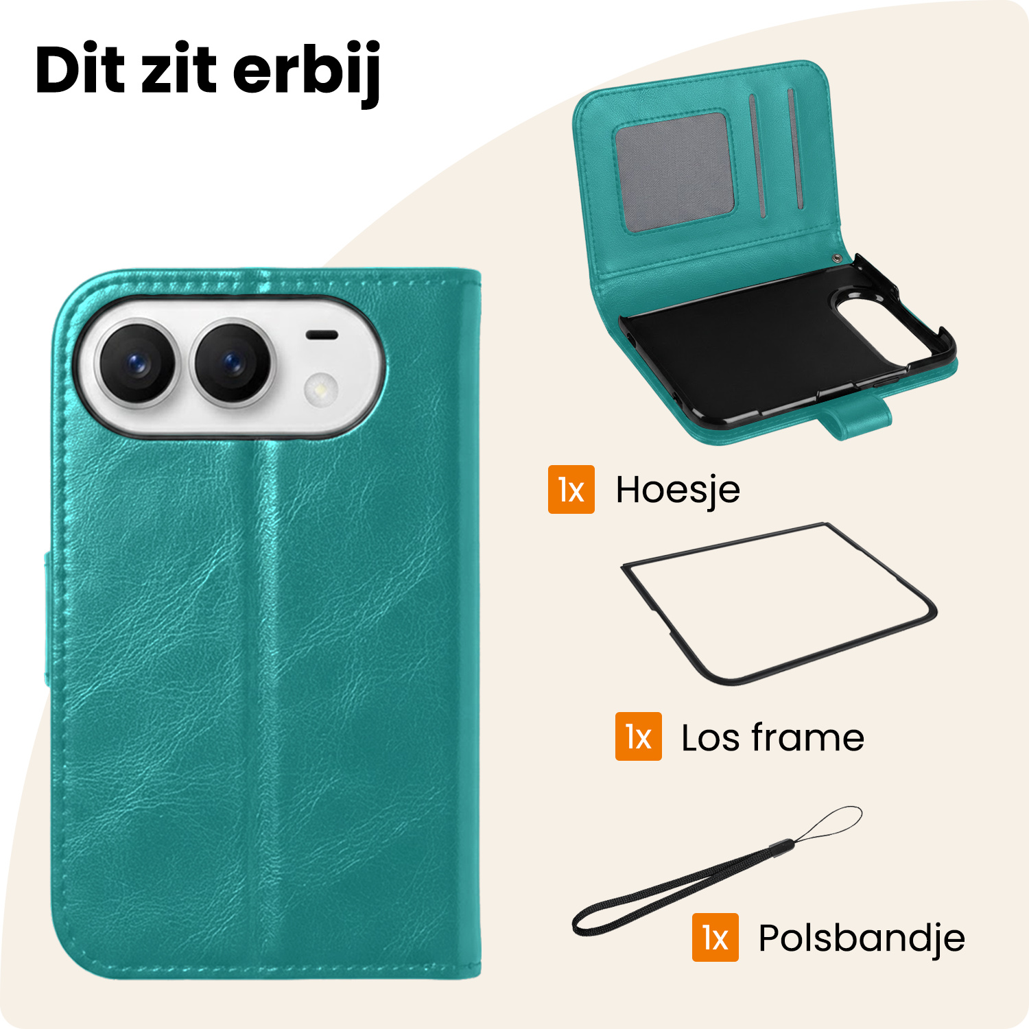 Nomfy Nomfy iPhone Duo Hoesje Bookcase Met 2x Screenprotector - Turquoise
