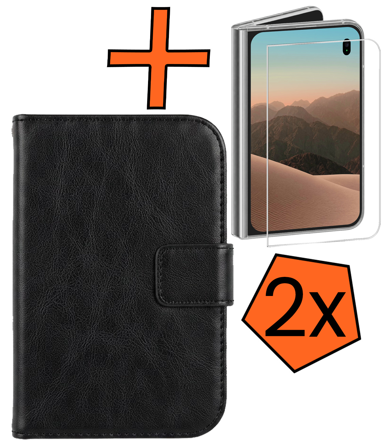 Nomfy Nomfy iPhone Duo Hoesje Bookcase Met 2x Screenprotector - Zwart