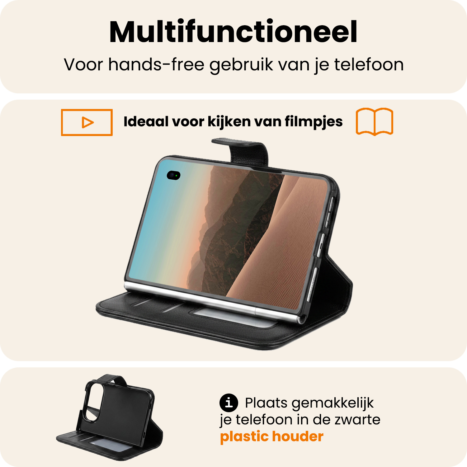Nomfy Nomfy iPhone Duo Hoesje Bookcase Met 2x Screenprotector - Zwart